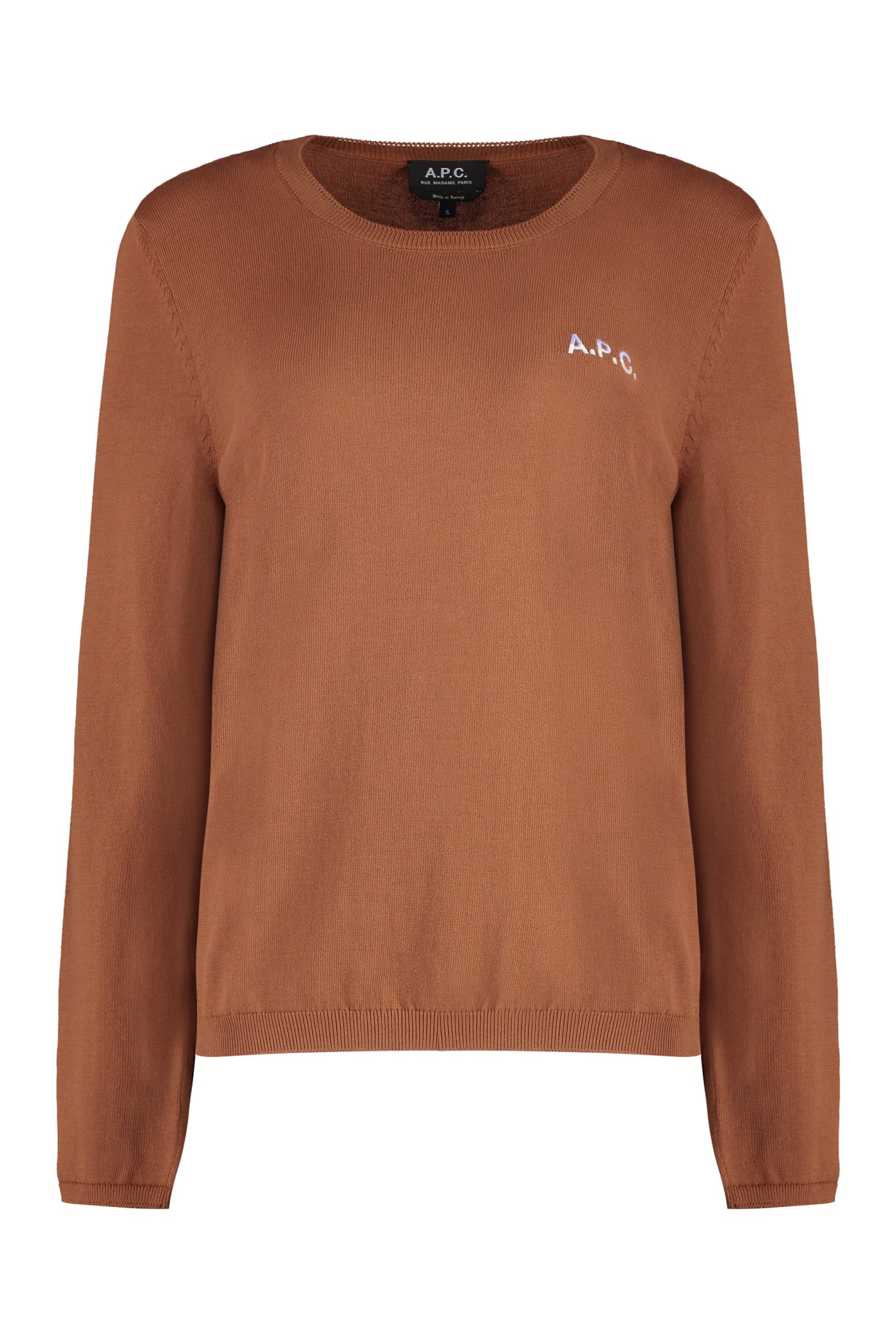Shop Apc Albane Cotton Crew-neck Sweater In Brown