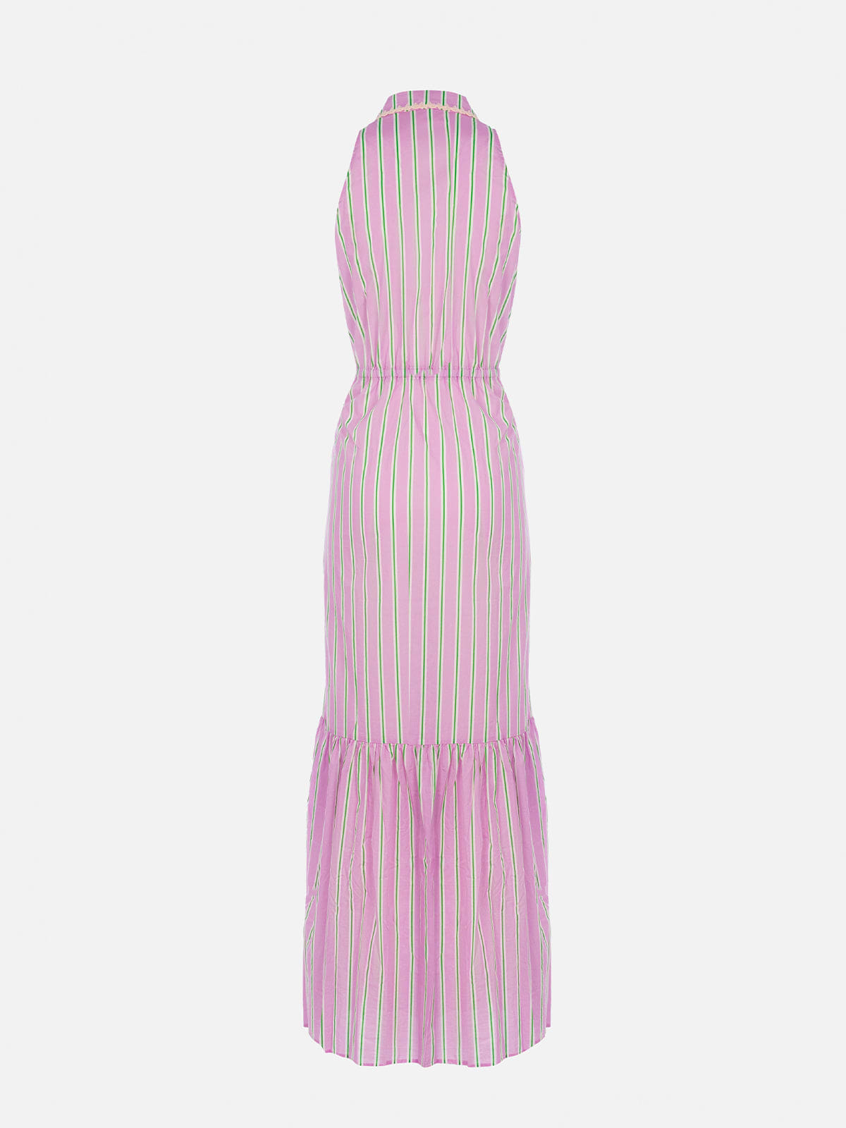 Shop Mc2 Saint Barth Woman Halterneck Dress With Striped Print In Pink