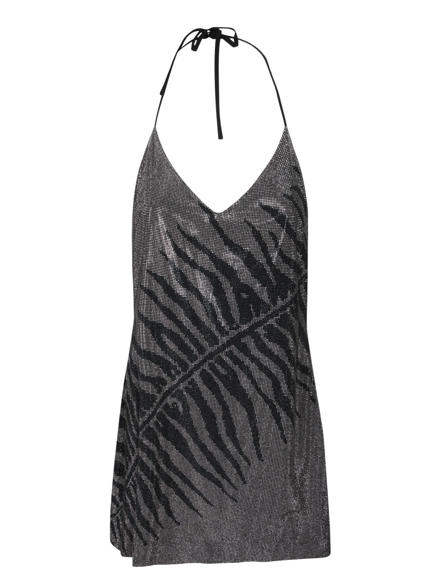 Roberto Cavalli Silver Black Halter Style Mini Dress