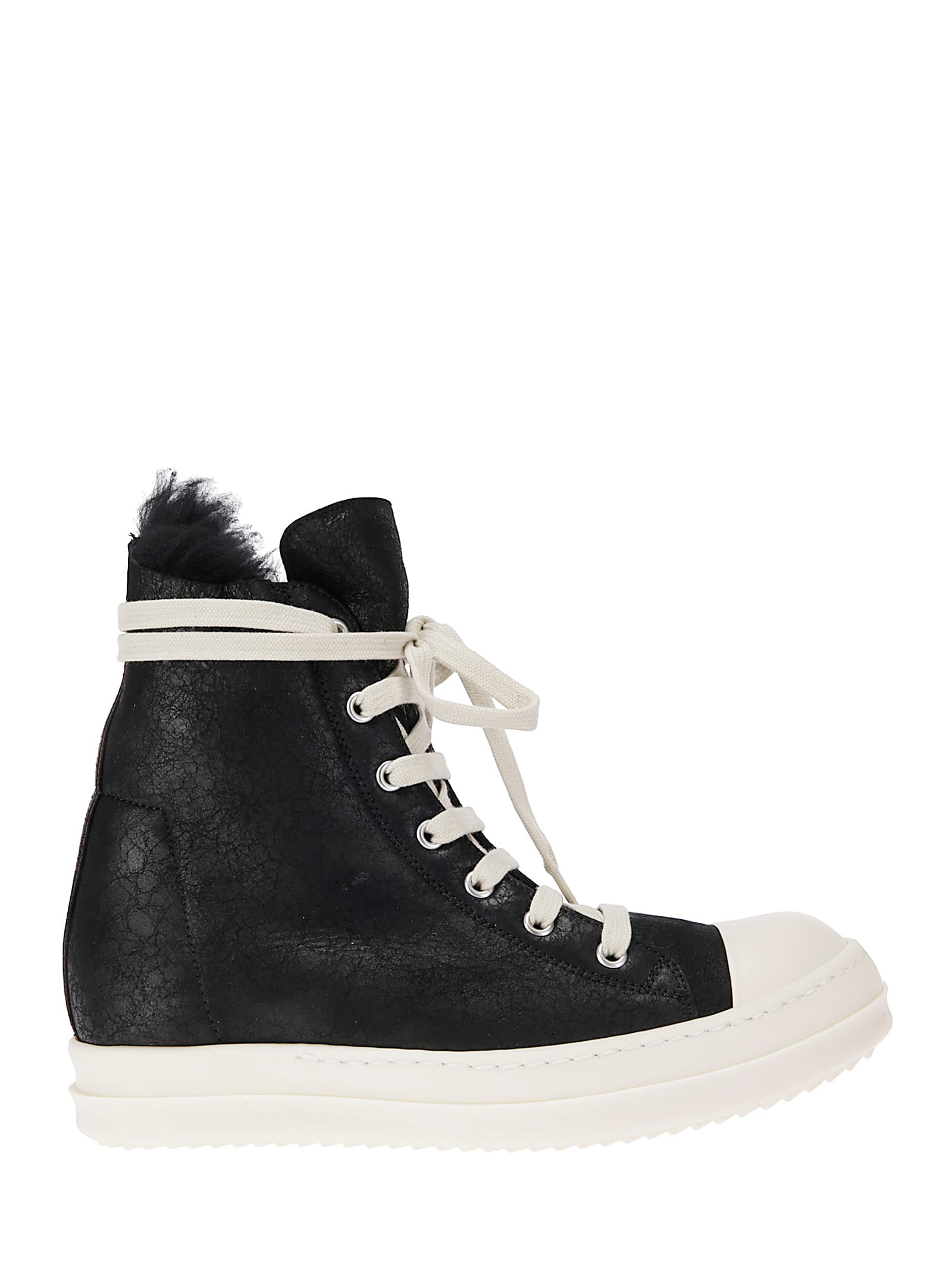 Rick Owens Shearling Sneakers In Black