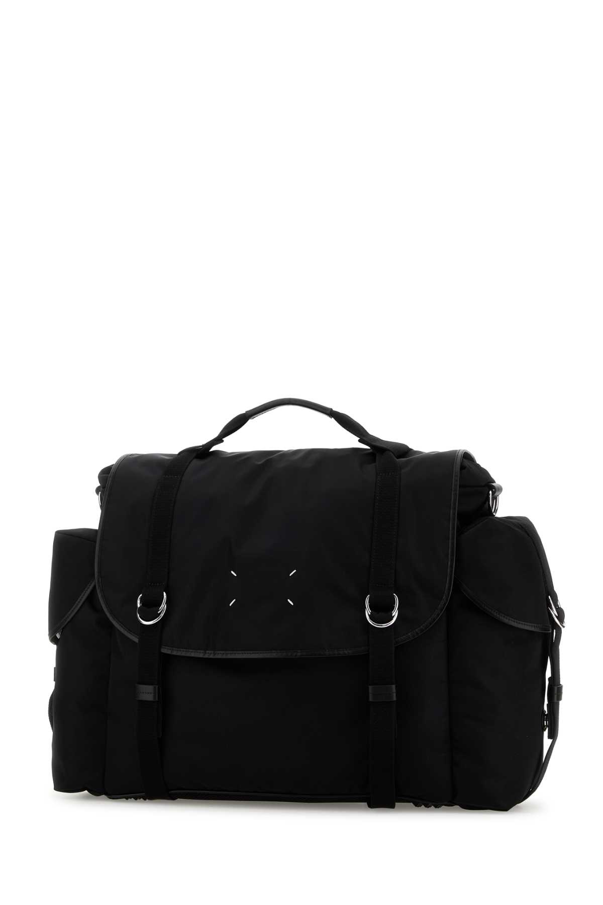 Maison Margiela Black Fabric Messenger Travel Bag In Black