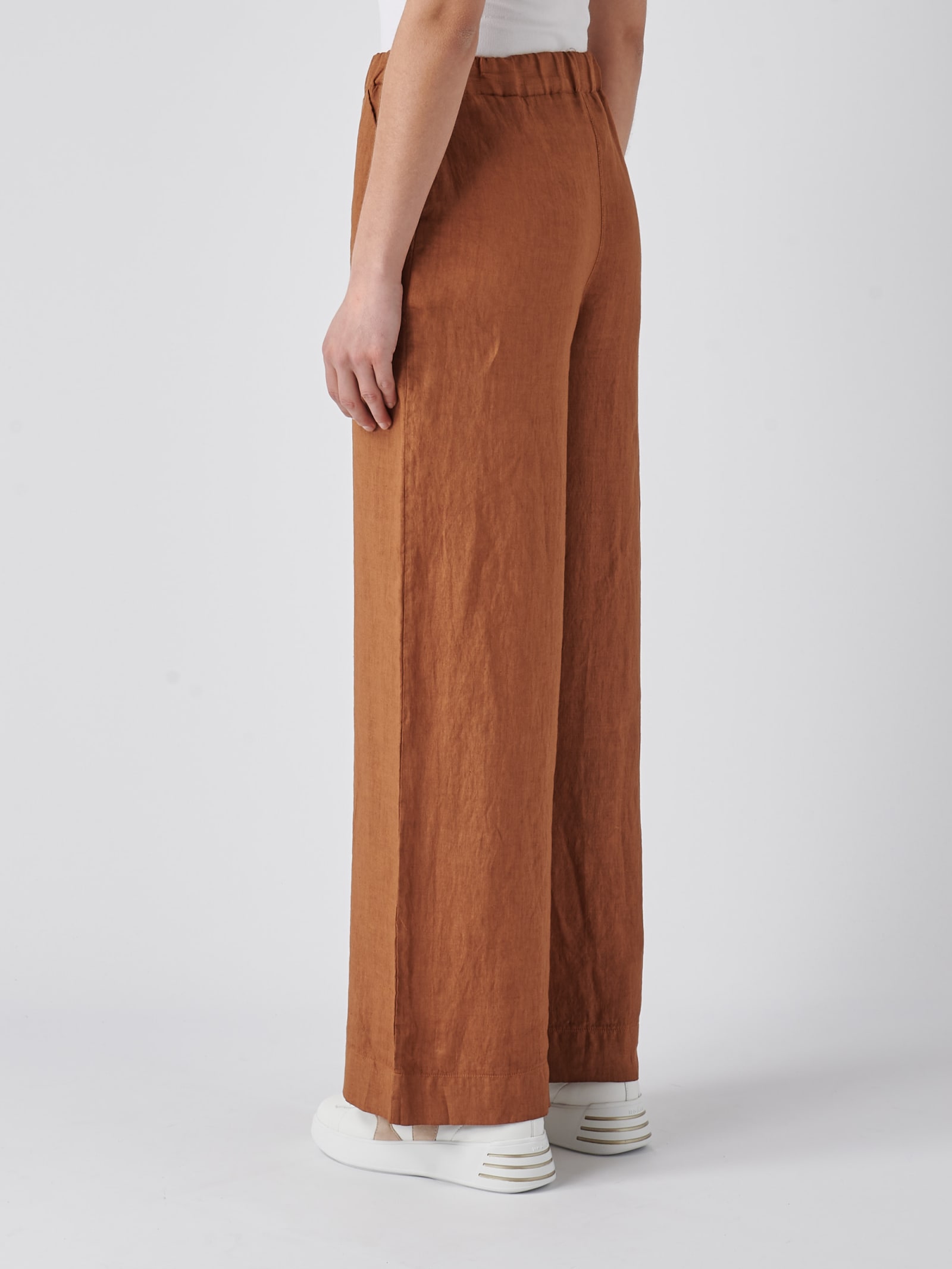 Shop Gran Sasso Linen Trousers In Tabacco