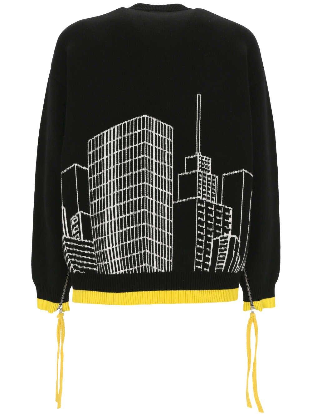 Shop Off-white Skyline Intarsia Sweater In Black