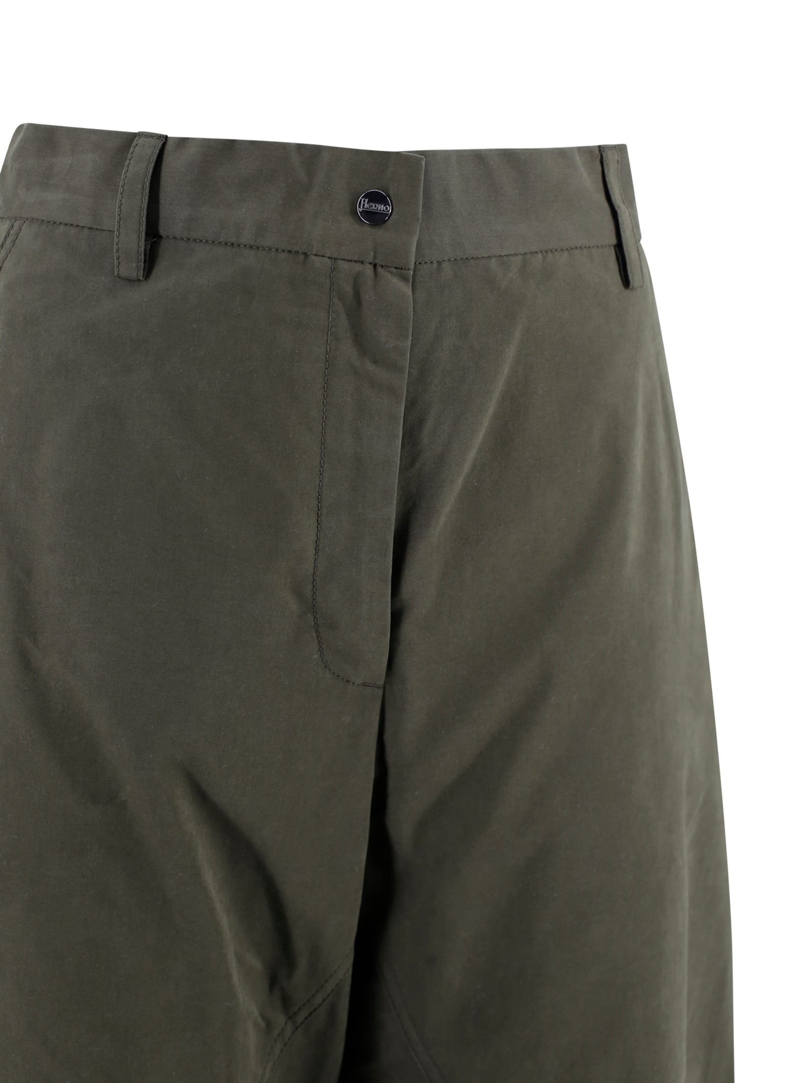 Herno Ankle Length Wide Fit Trousers In Brown