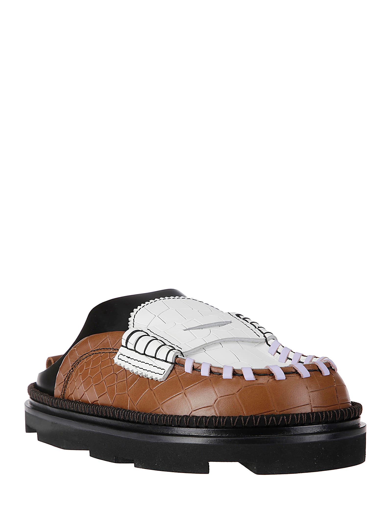 Shop Colville College Chunky Mules In White-brown