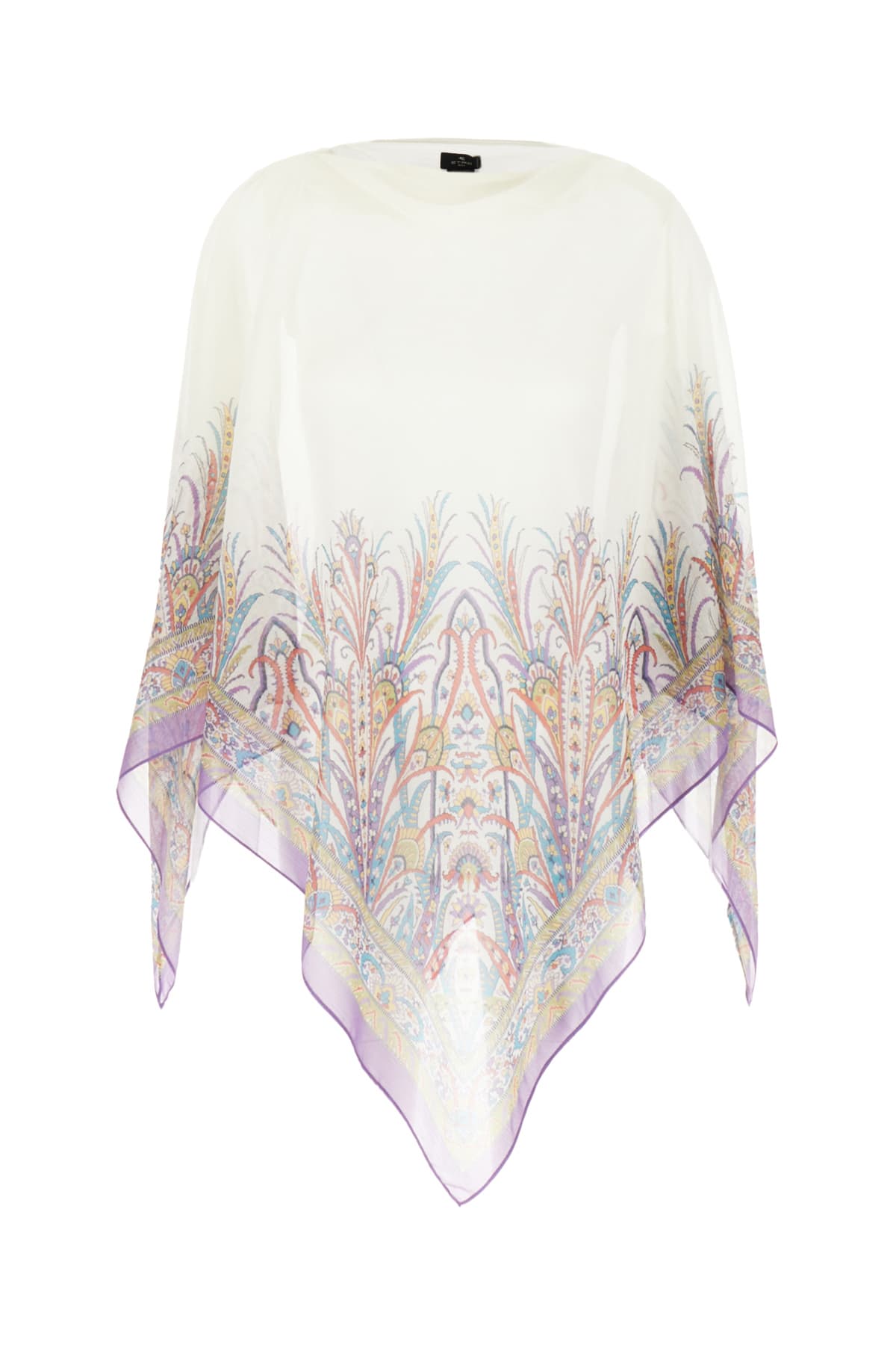 Etro Printed Polyester Poncho In Blue