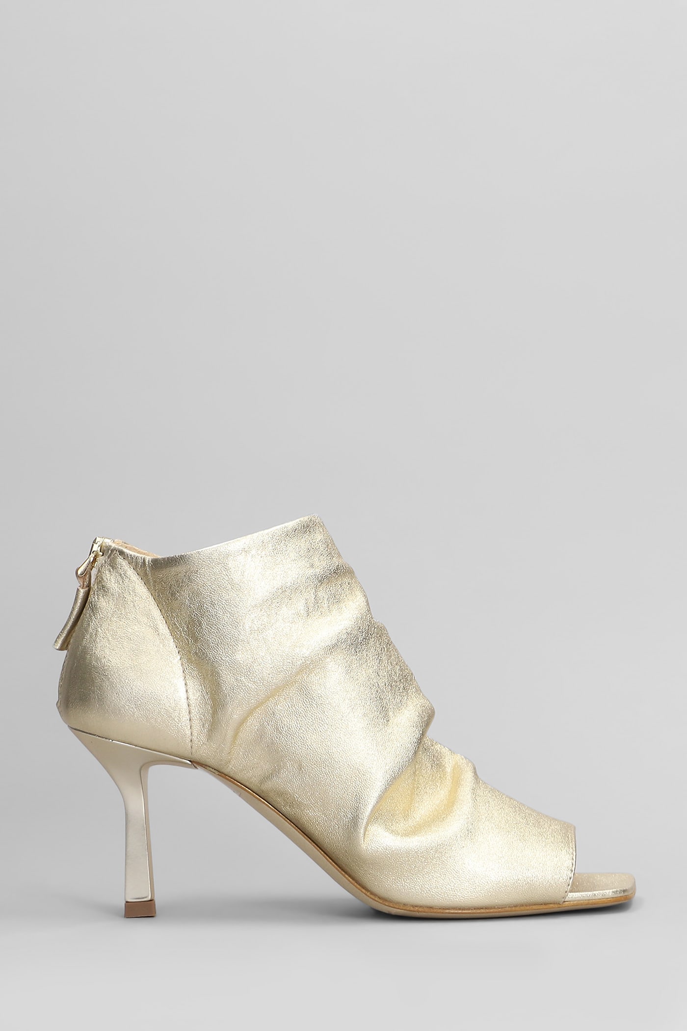 High Heels Ankle Boots In Platinum Leather