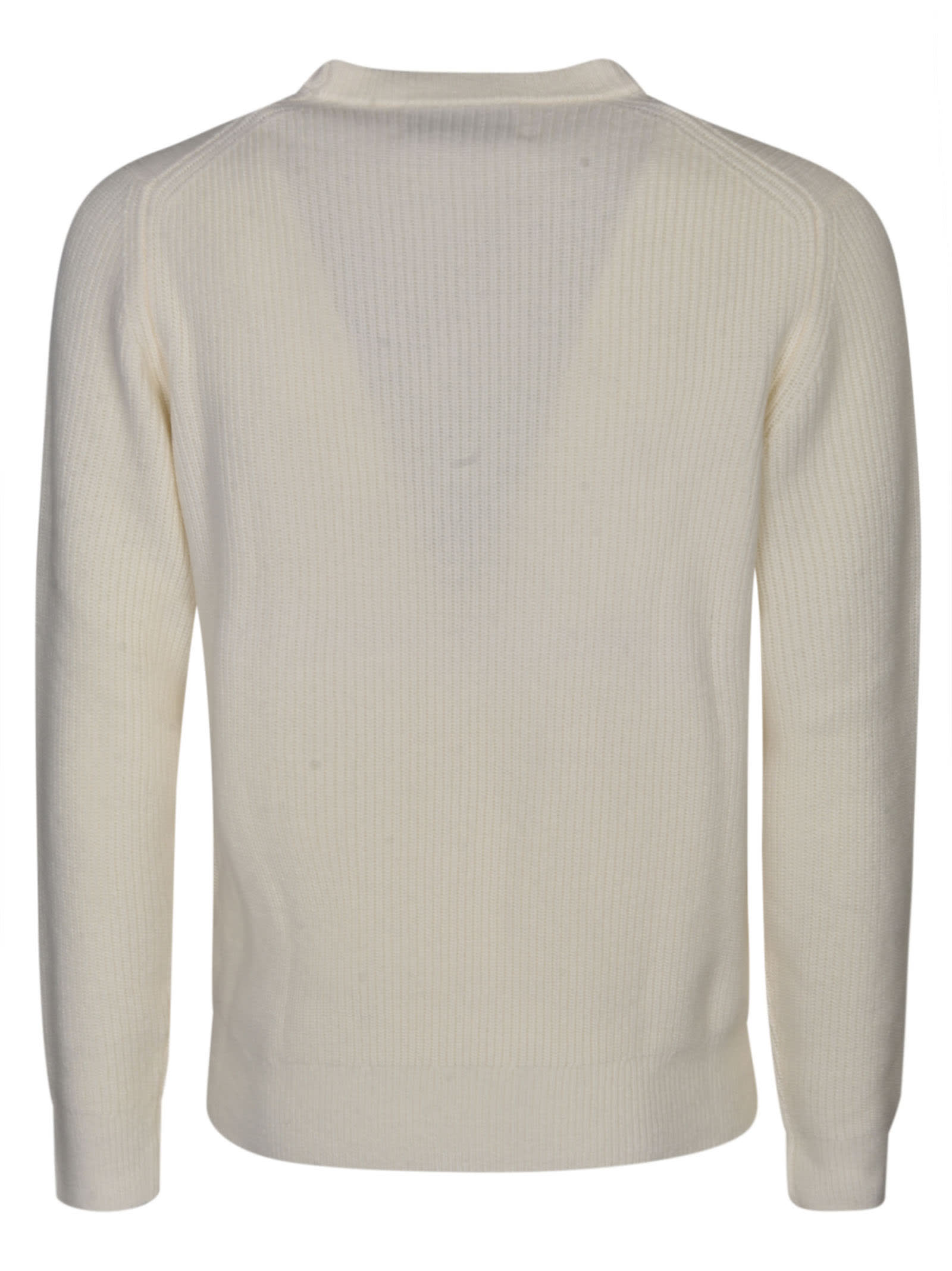 Shop Ballantyne Round Neck Plain Ribbed Sweater Sweater In Burro