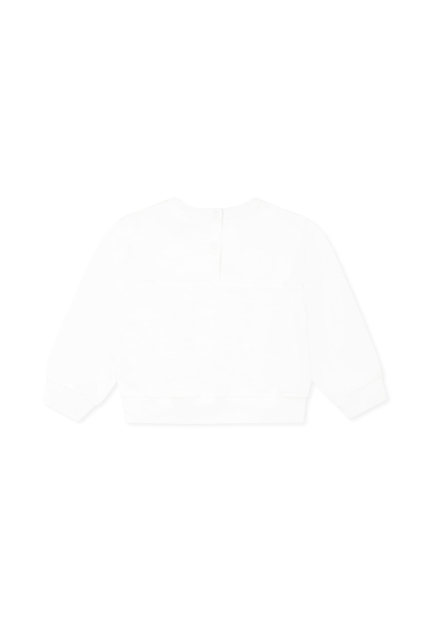Monnalisa White Sweatshirt For Baby Girl With Alice In Wonderland In White