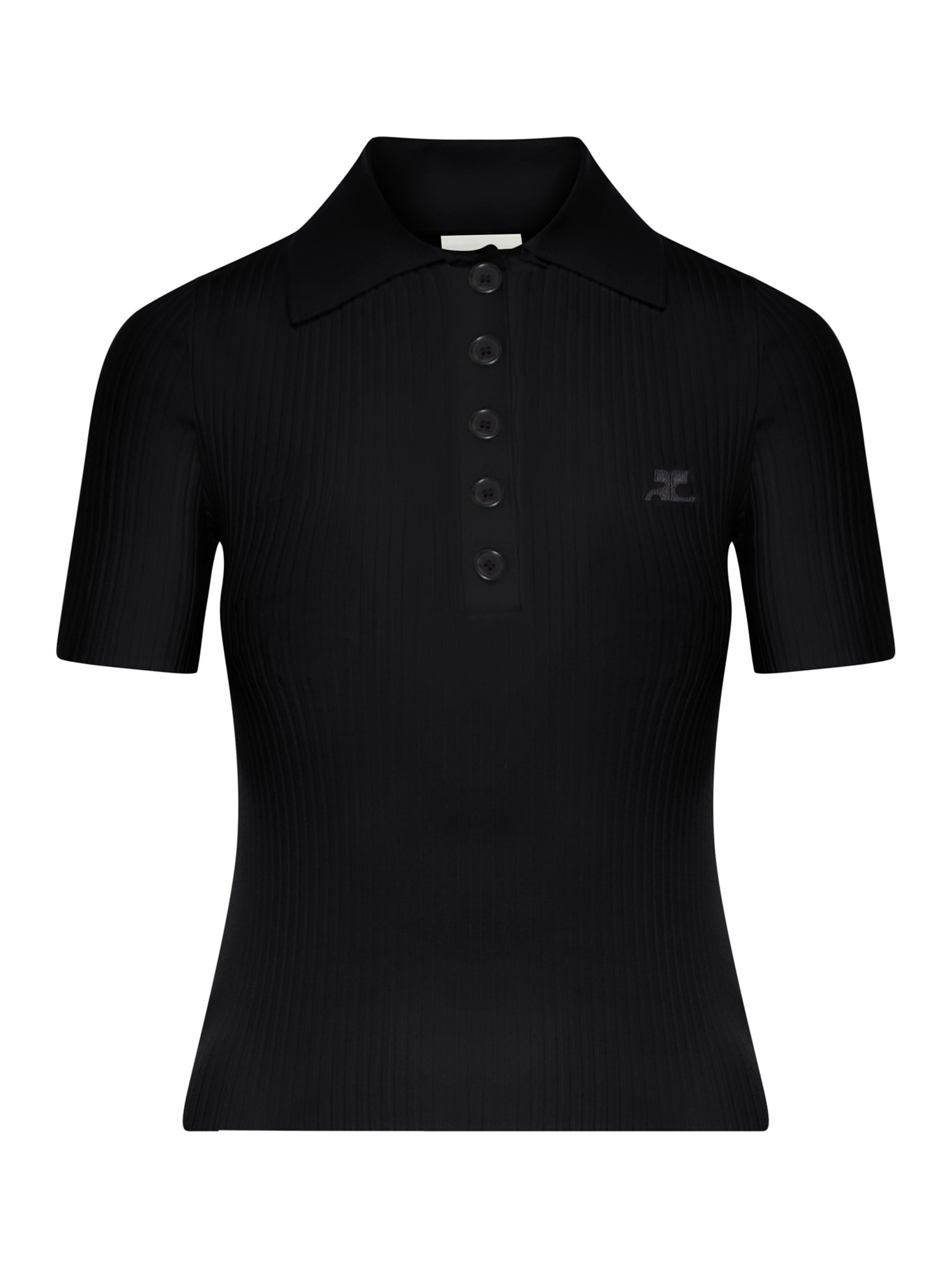 Courrèges Iconic Rib Knit Polo Shirt