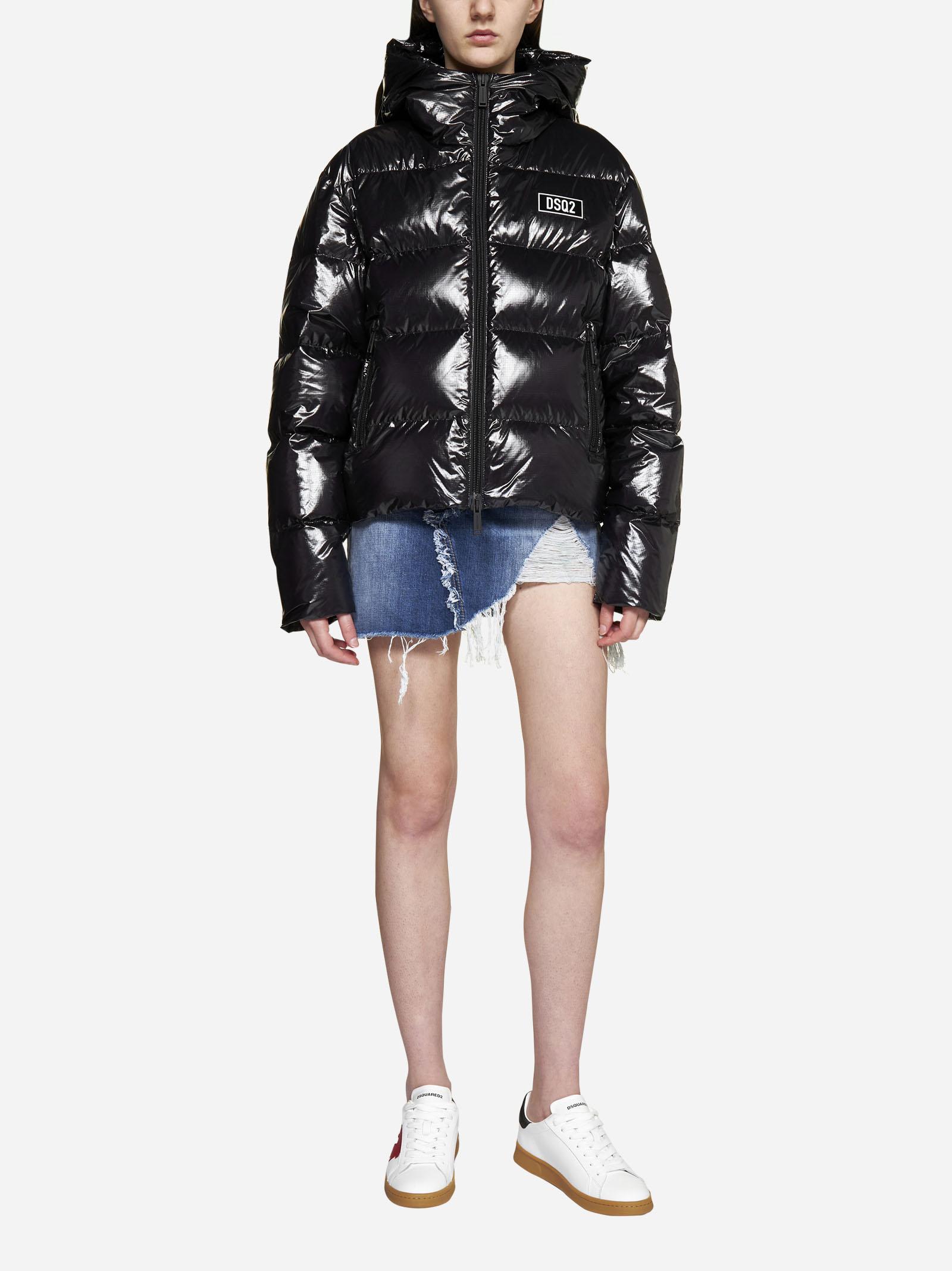 Shop Dsquared2 Quilted Glossy Nylon Puffer Jacket In Black