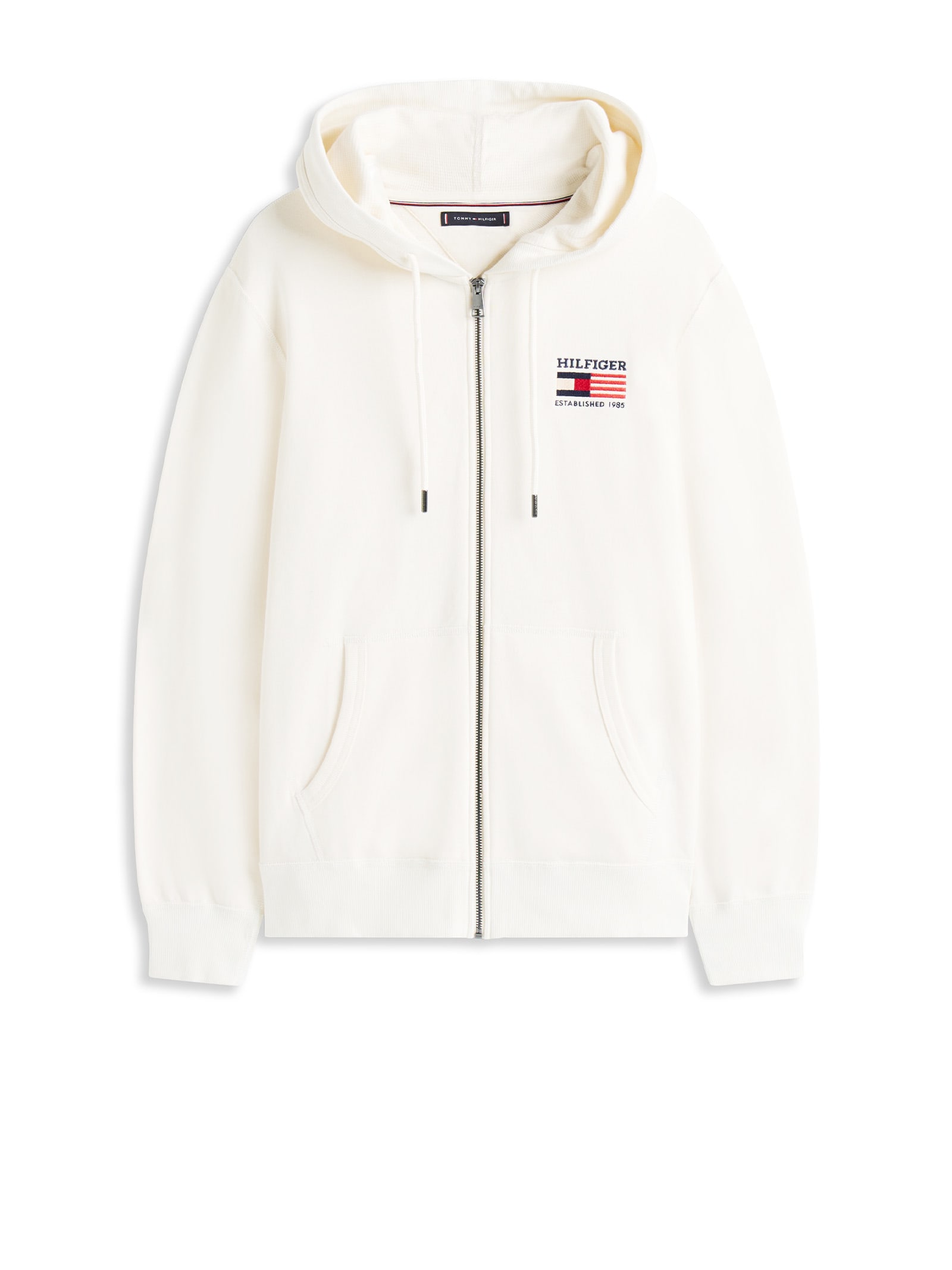 Tommy Hilfiger Embroidered Monotype Logo Zip Hoodie In White