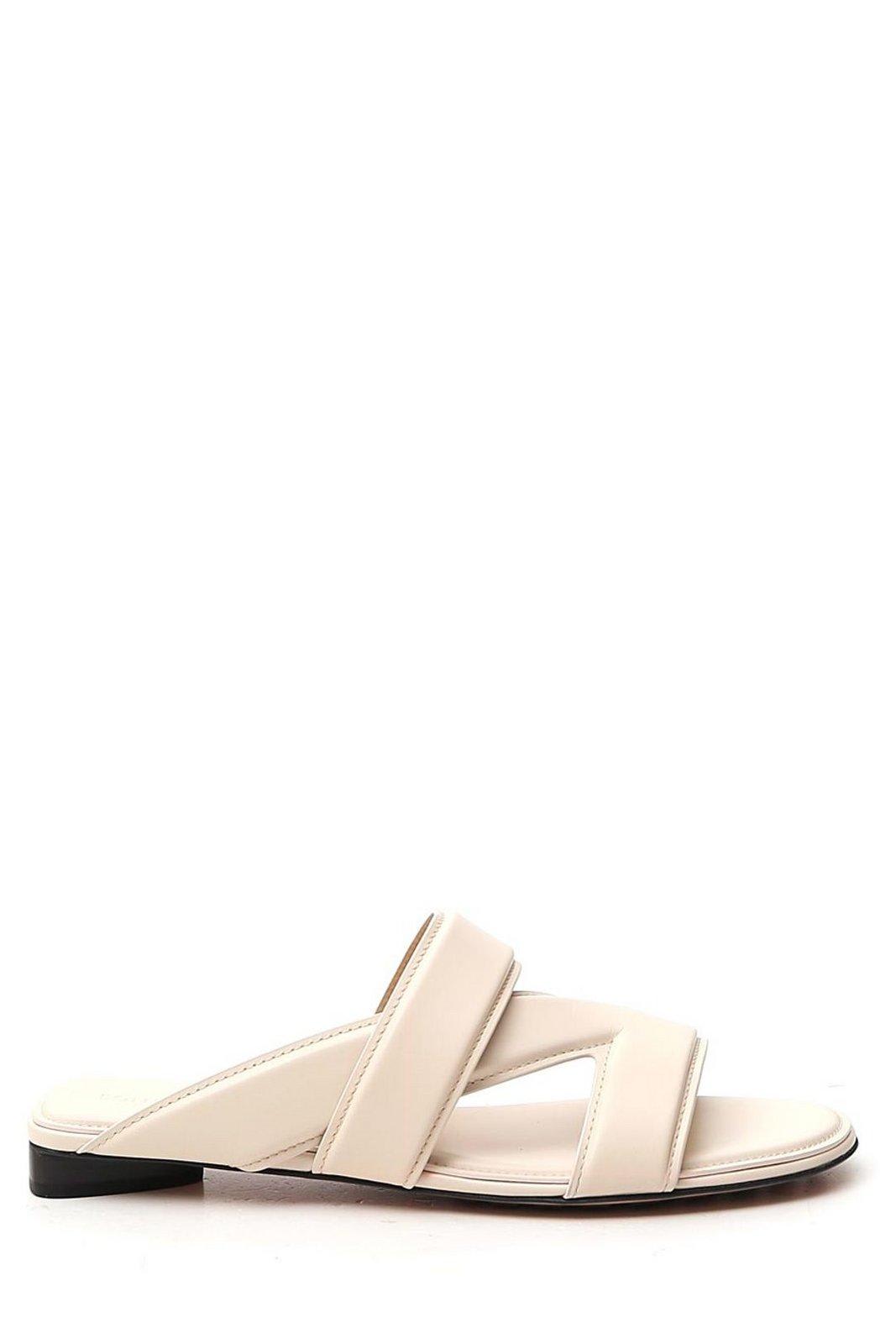 Shop Bottega Veneta The Band Flat Sandals In White