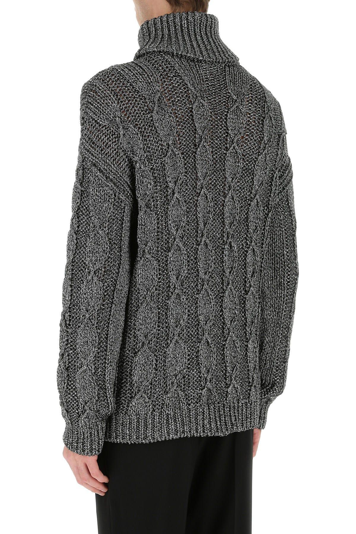 Shop Saint Laurent Melange Grey Viscose Blend Sweater In Silver