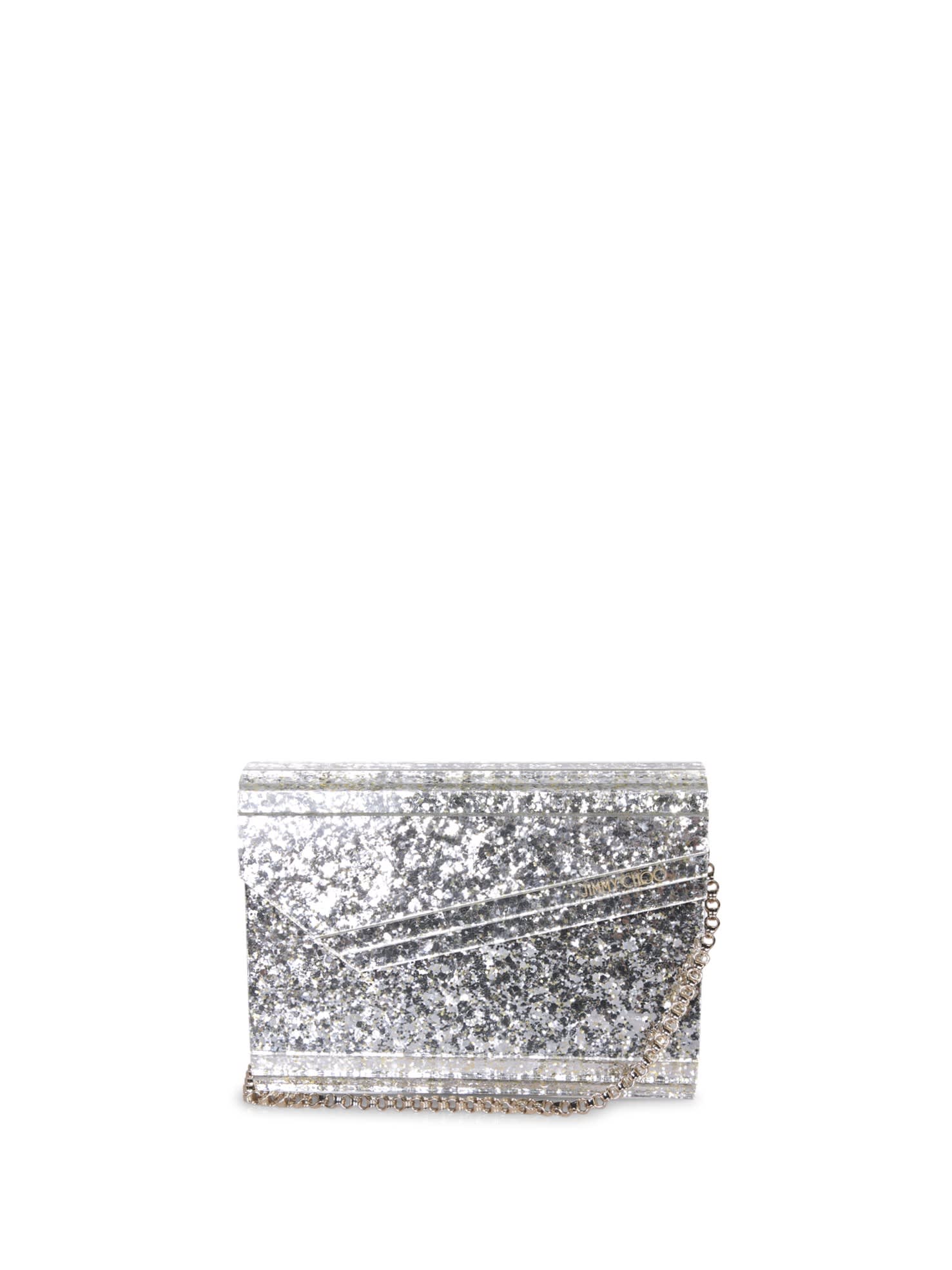 Shop Jimmy Choo Candy Champagne-silver Clutch In Beige