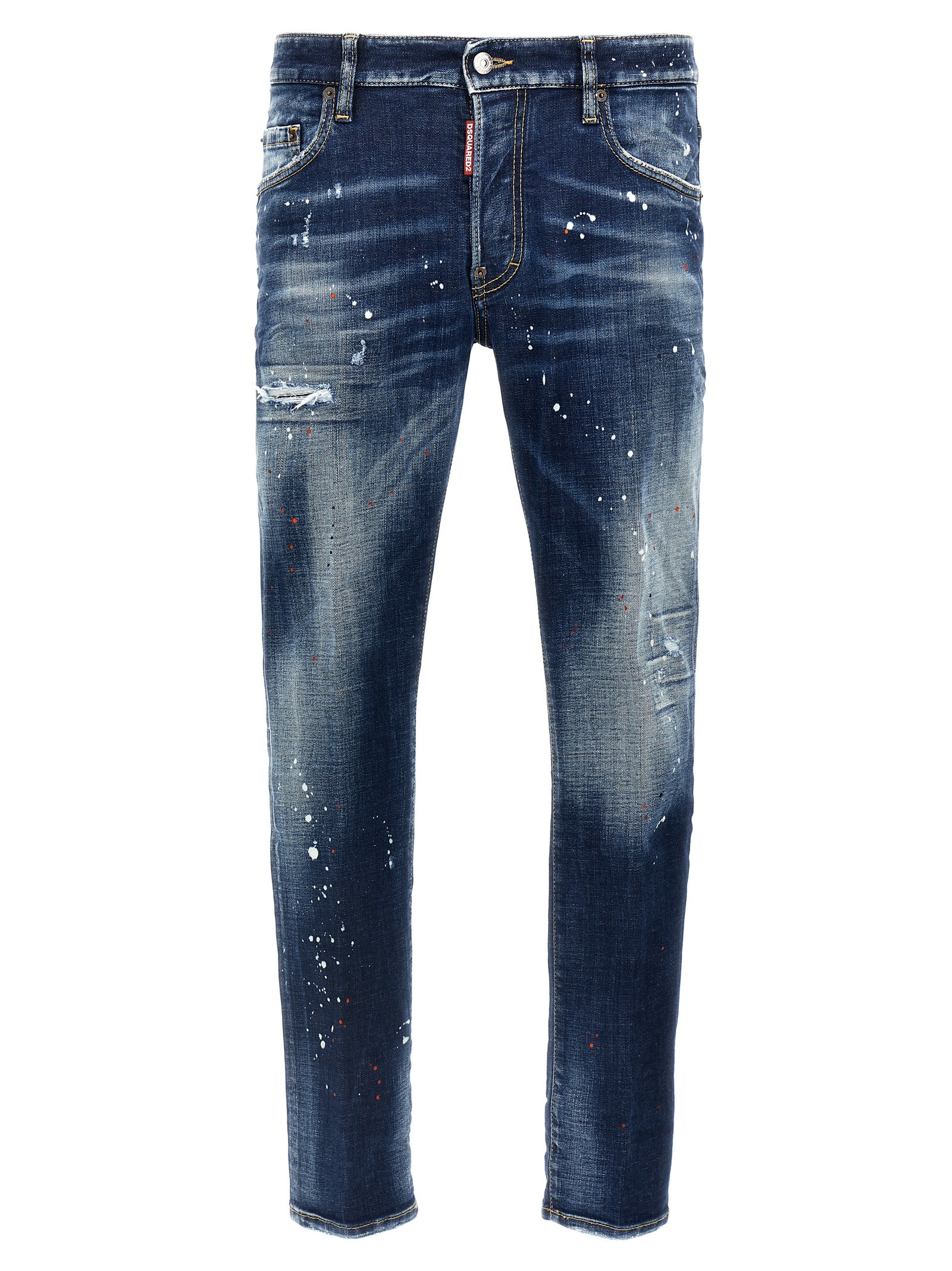 Dsquared2 Slim-fit Distressed Blue Jeans With Five-pocket Design In Blue