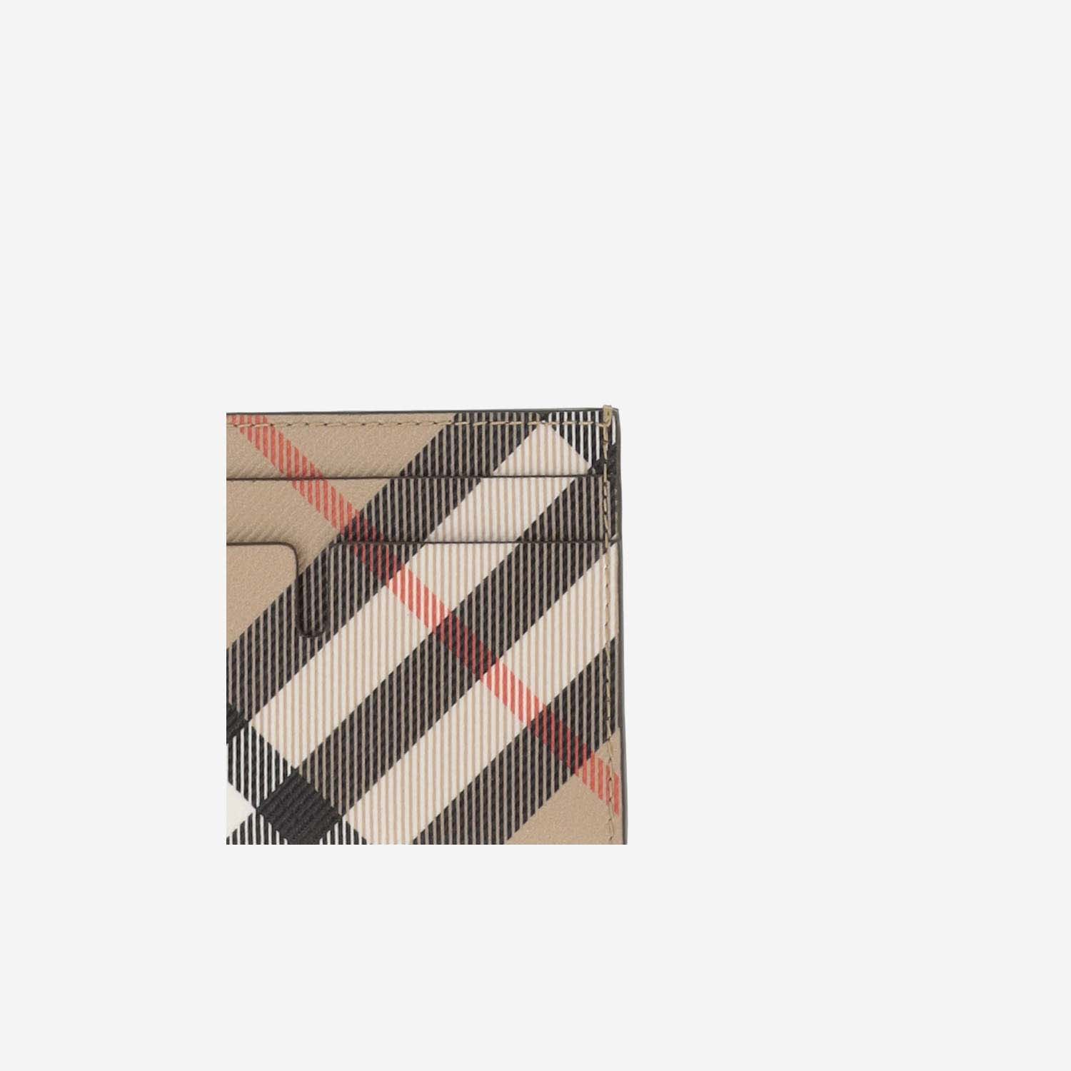 Burberry Signature Pattern Compact Rectangular Card Holder In Sand