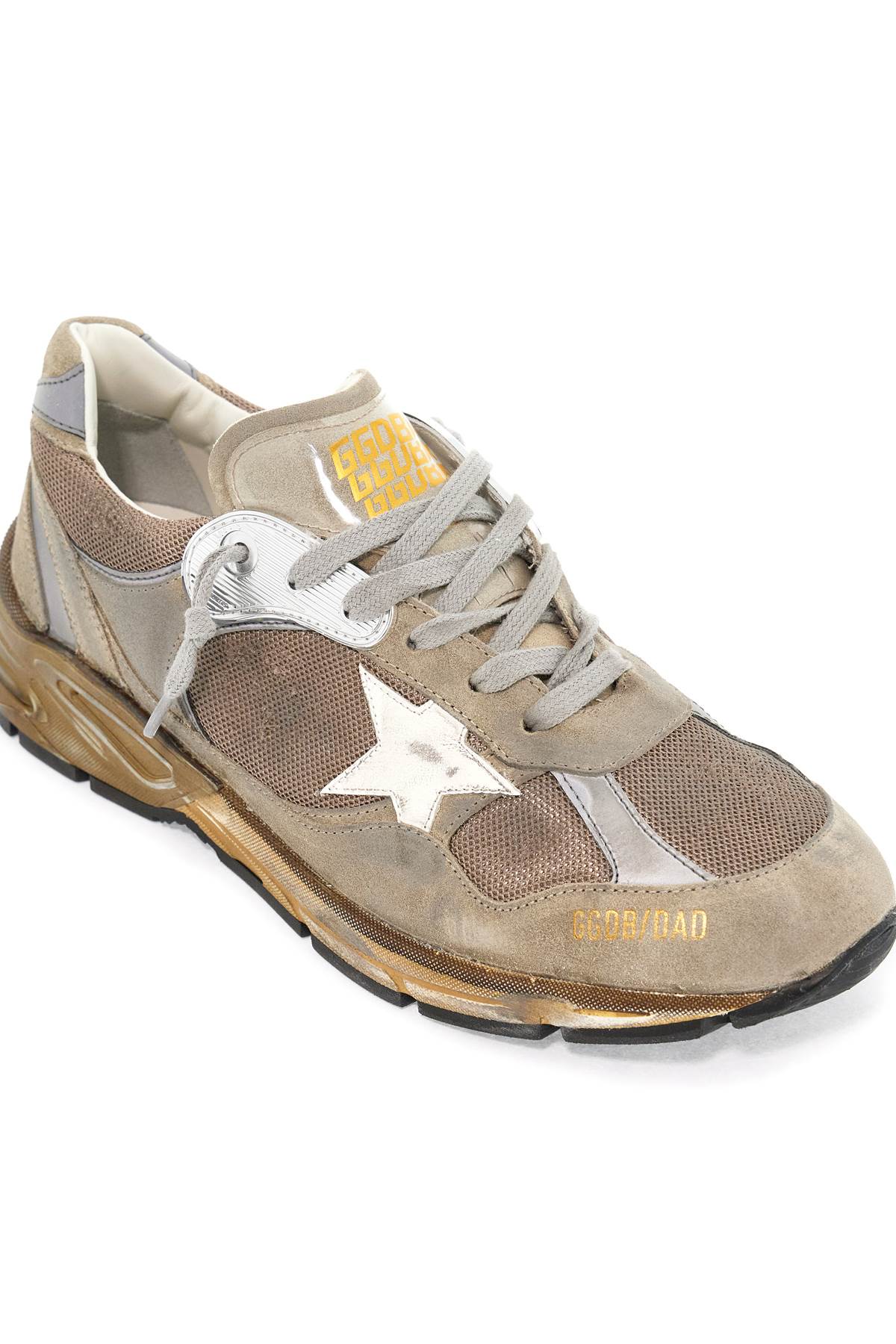 Shop Golden Goose Dad-star Sneakers In Taupe/silver/white (grey)