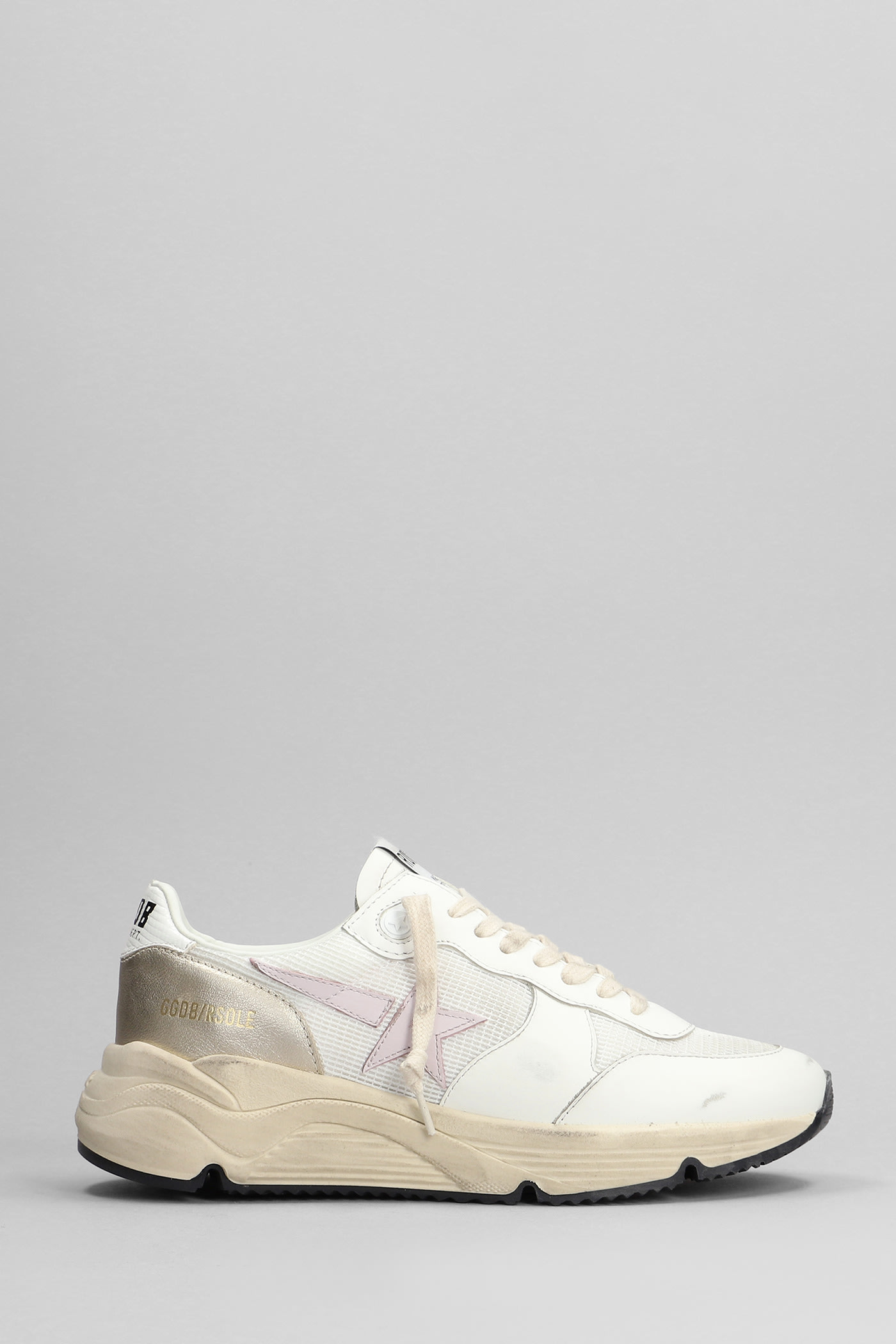 Golden Goose Running Sneakers In White Leather And Fabric
