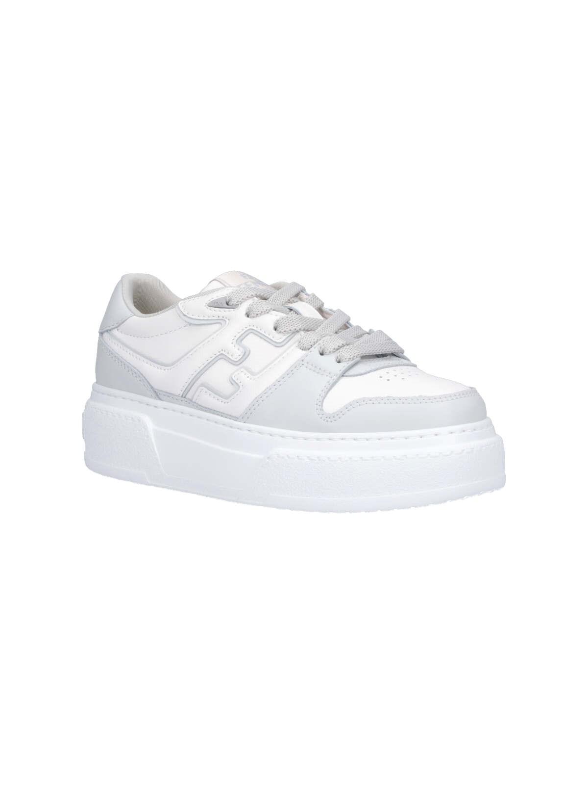 Shop Fendi Match Low-top Platform Sneakers In Grig+uwhit+grig+uwhi