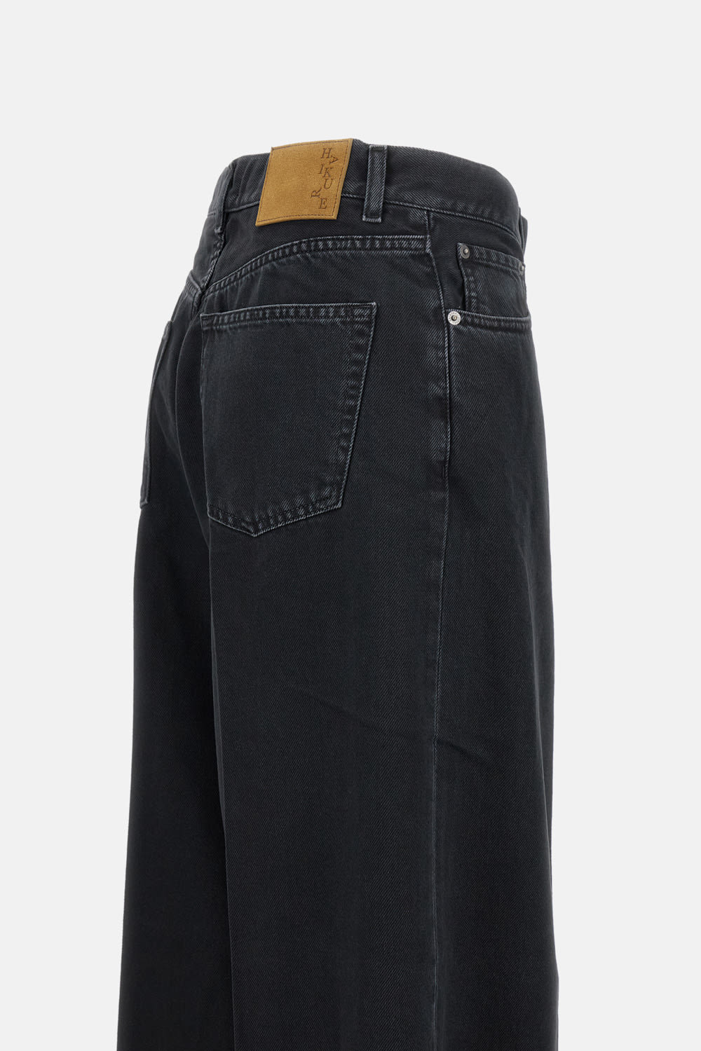 Haikure Wide-leg Jeans With High Waist And Leather Label In Blue