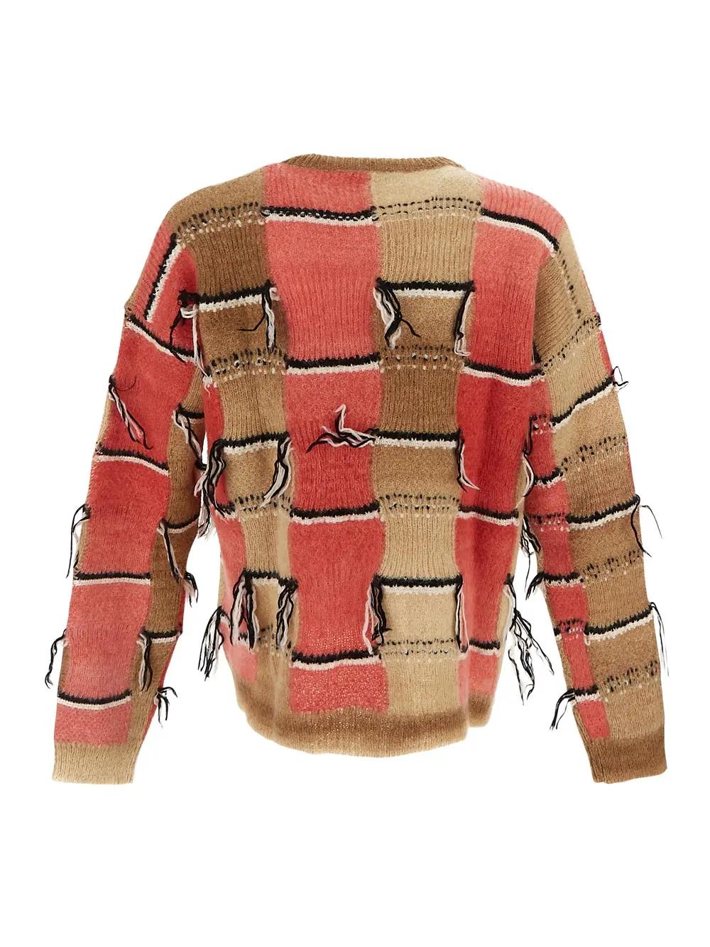 Shop Marni Striped Knit In Neutrals/pink