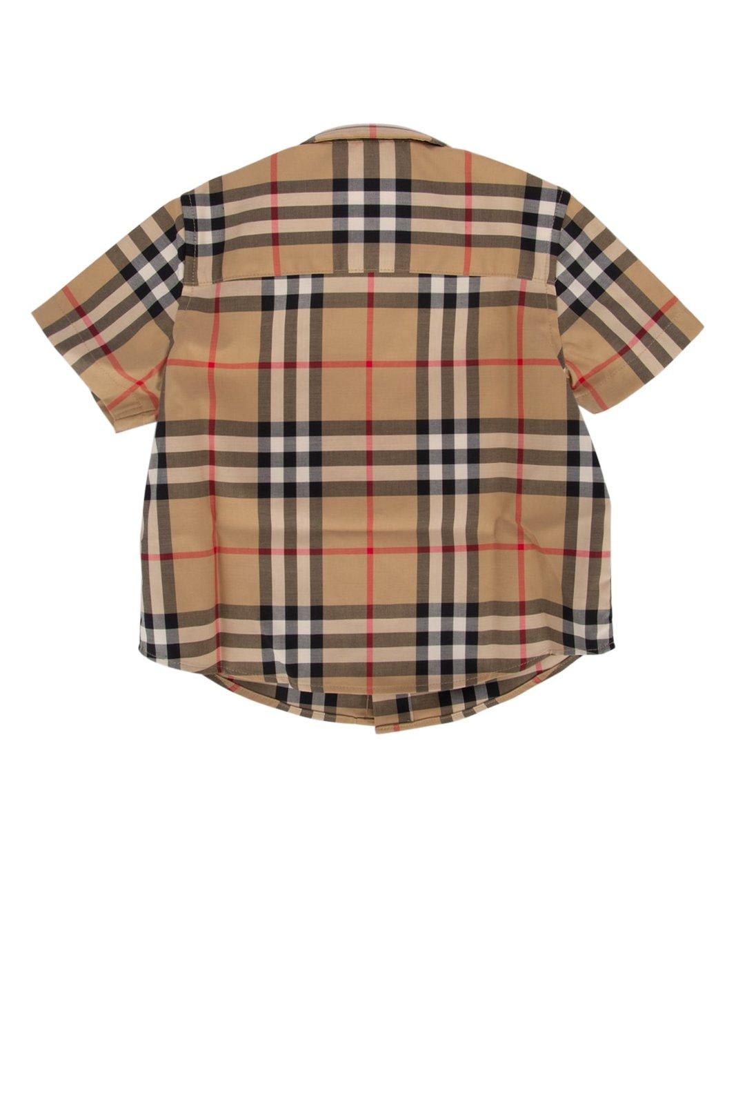 Shop Burberry Check Pattern Short-sleeved Shirt In Archive Beige Ip Chk