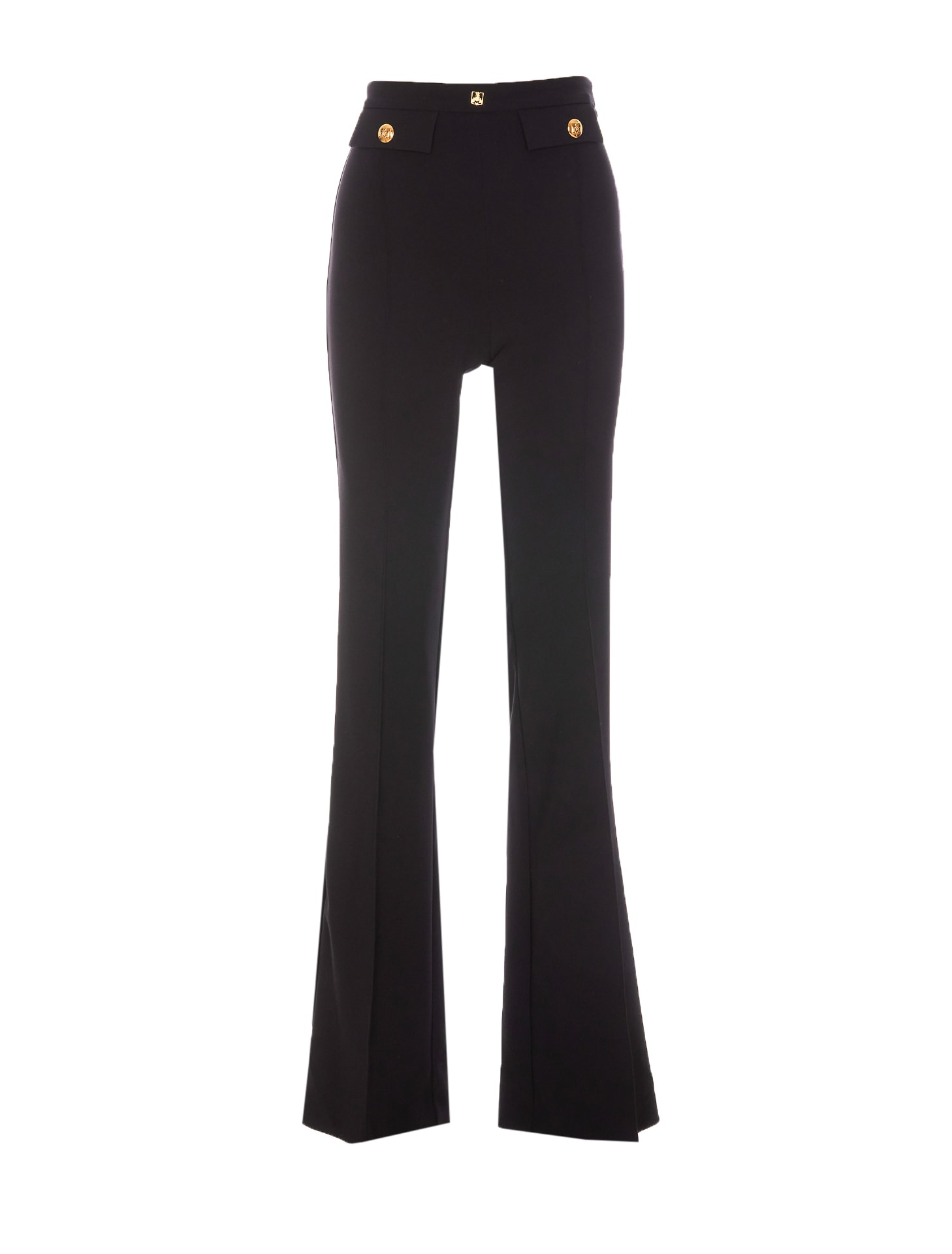 Shop Elisabetta Franchi Palazzo Pants In Crepe Stretch In Black