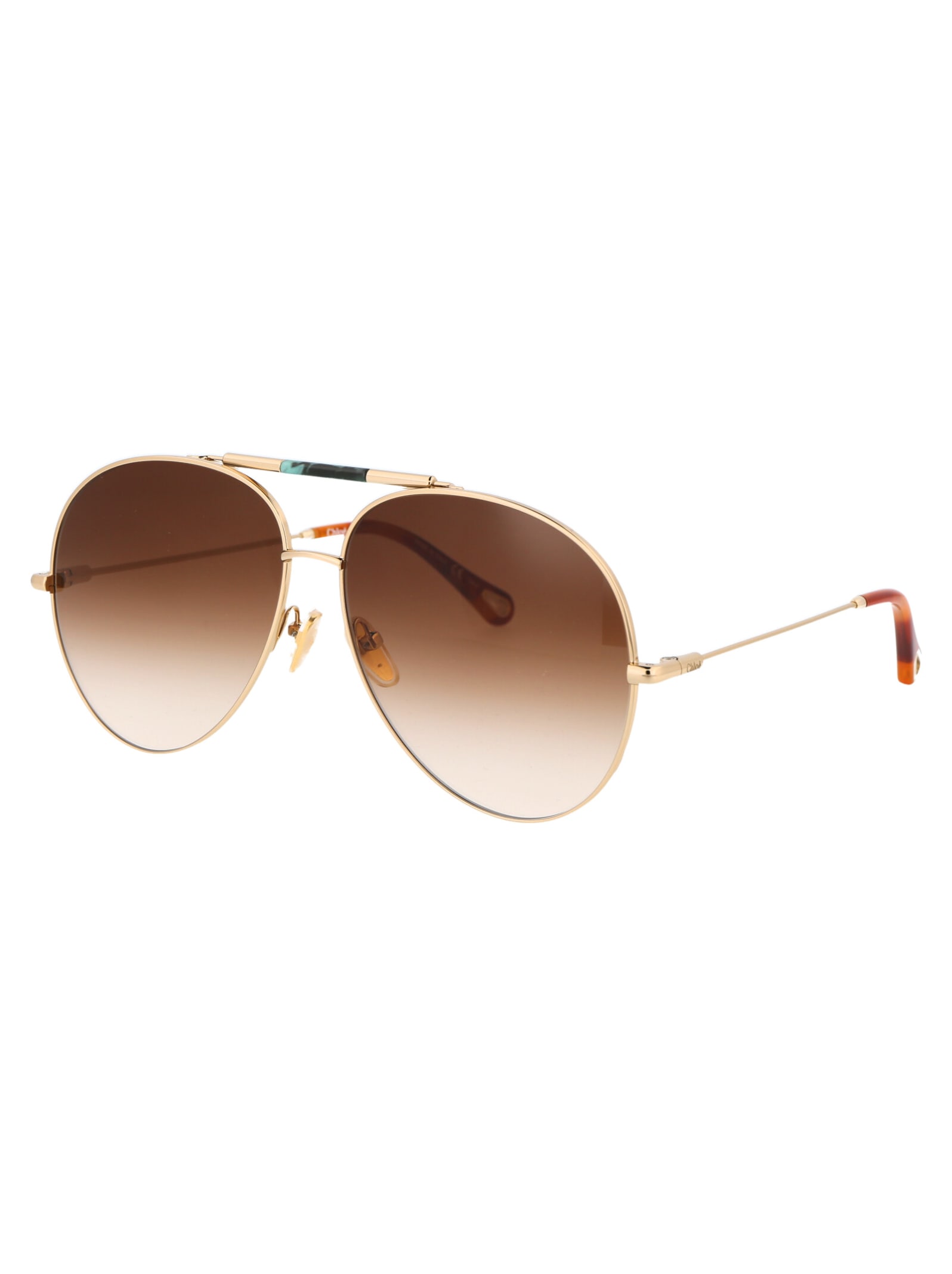 Shop Chloé Ch0113s Sunglasses In 002 Gold Gold Brown