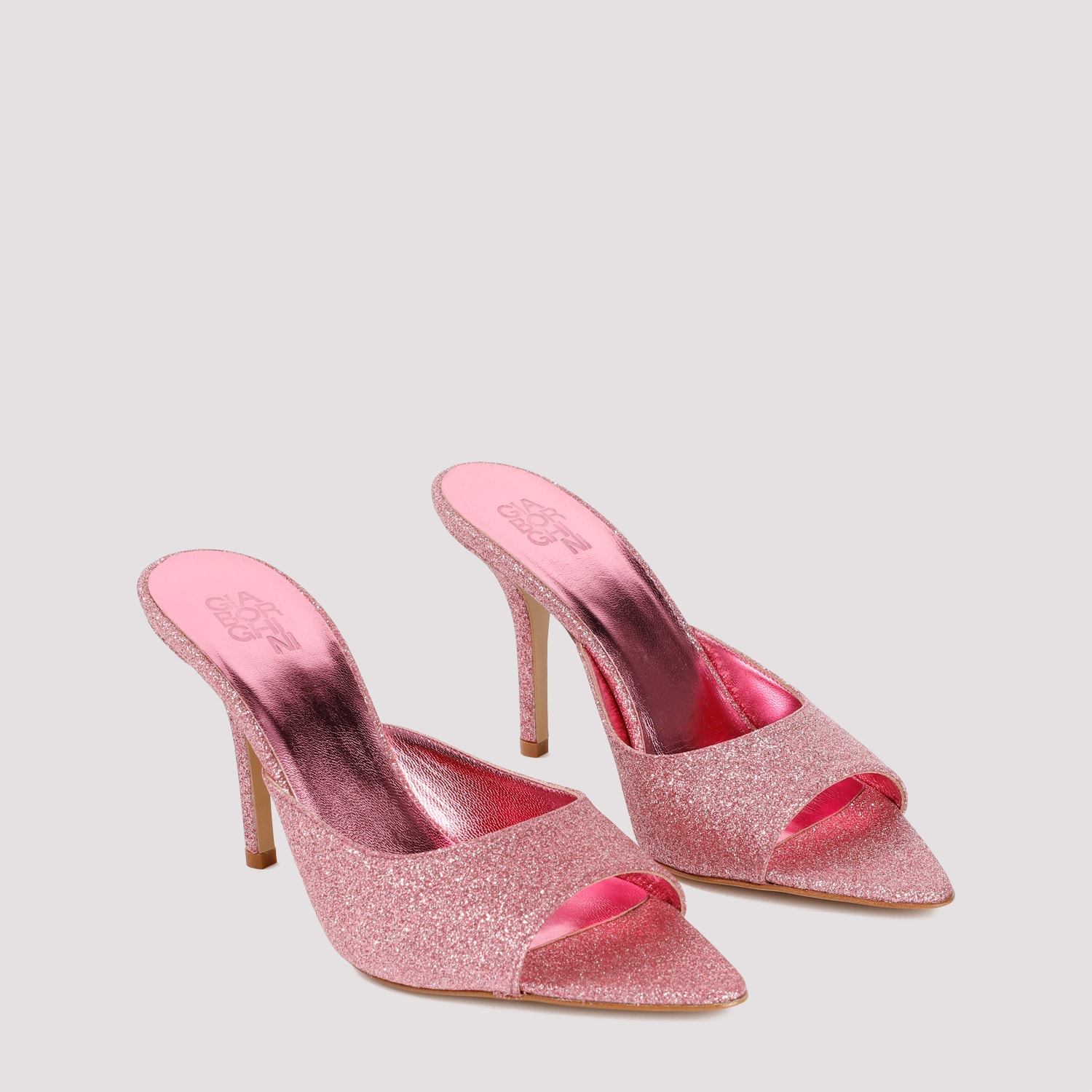 Shop Gia Borghini Gia X Pernille Mules In Dark Pink Glitter