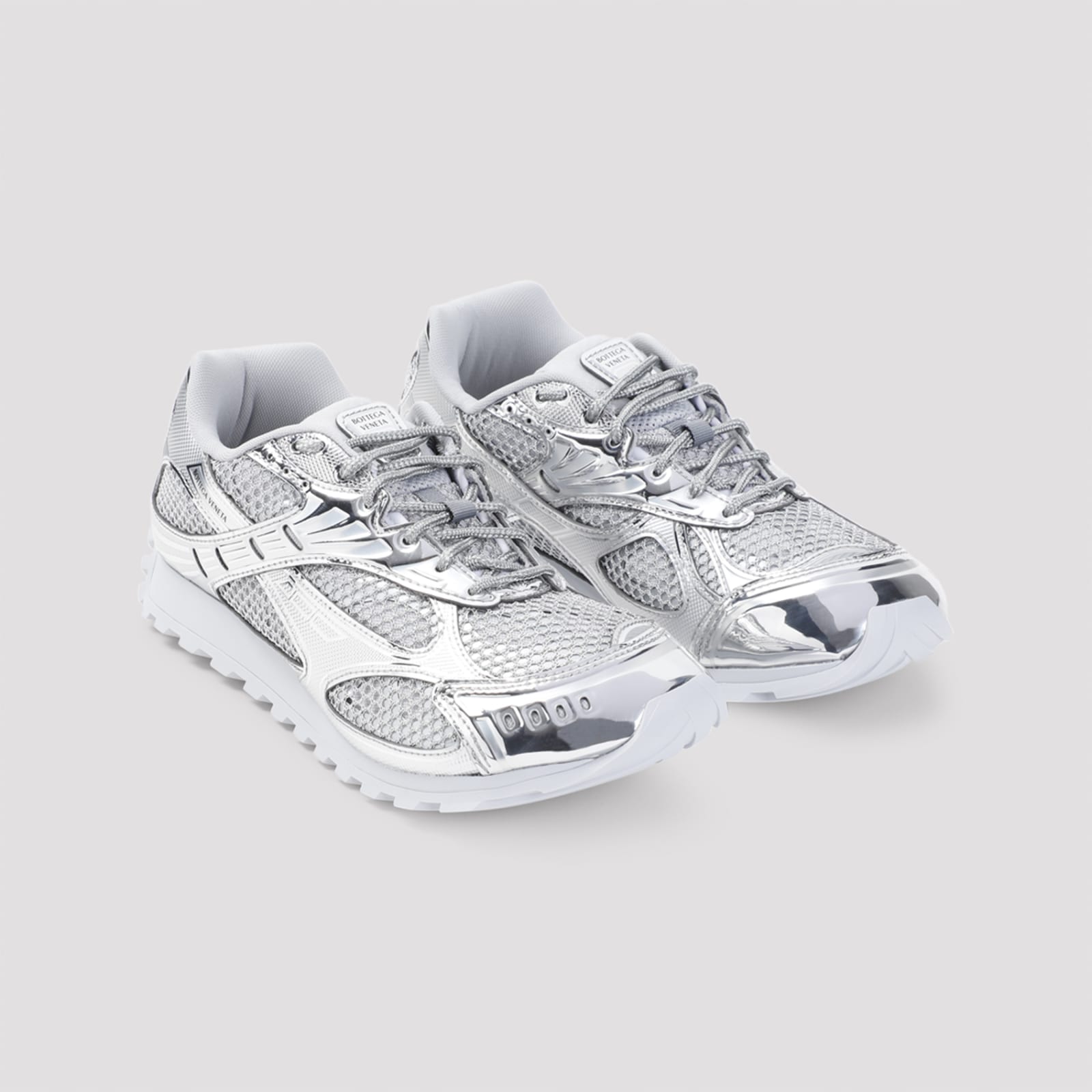 Shop Bottega Veneta Orbit Sneakers In Silver