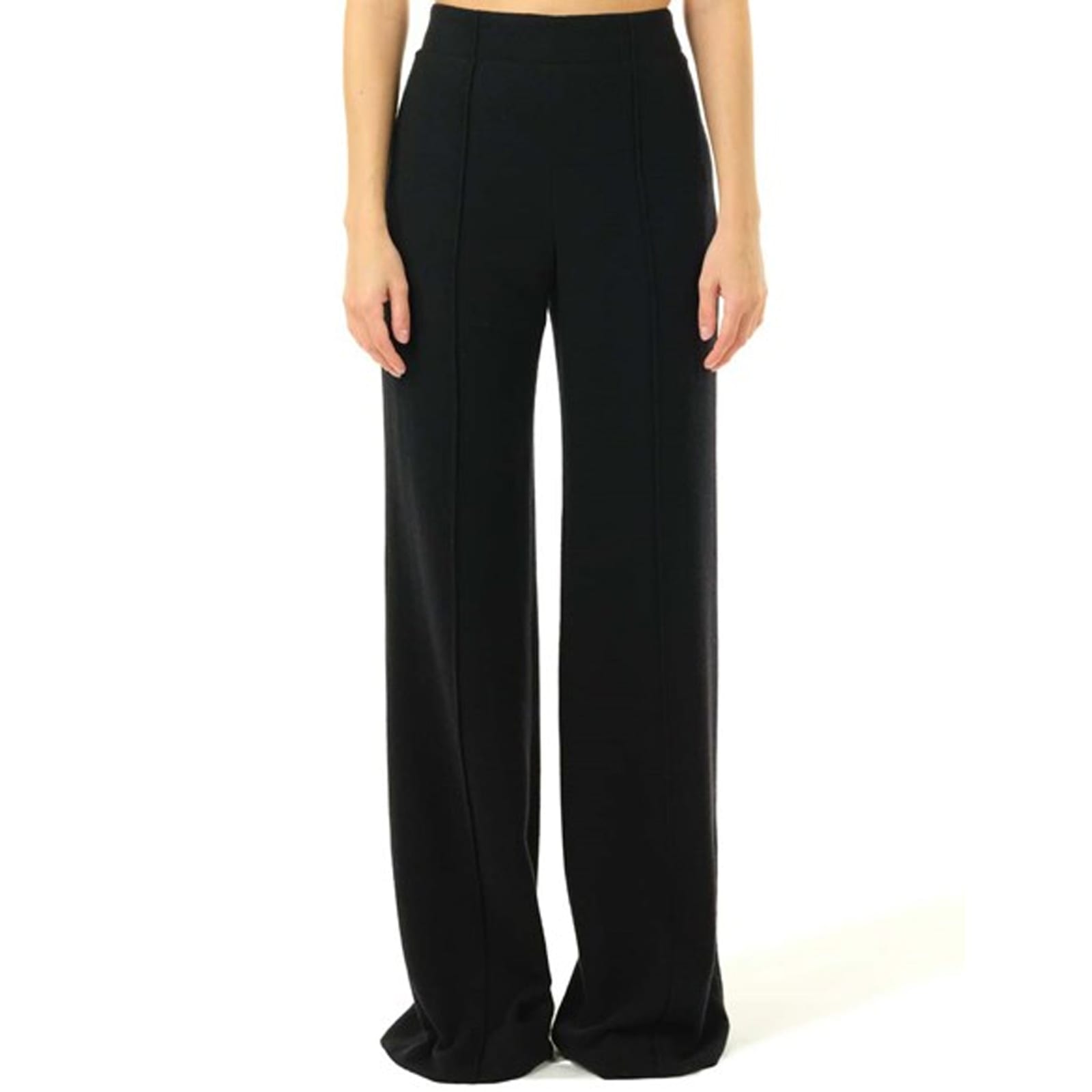 Chloé Flared Wool Trousers Asymmetrical Hems In Black
