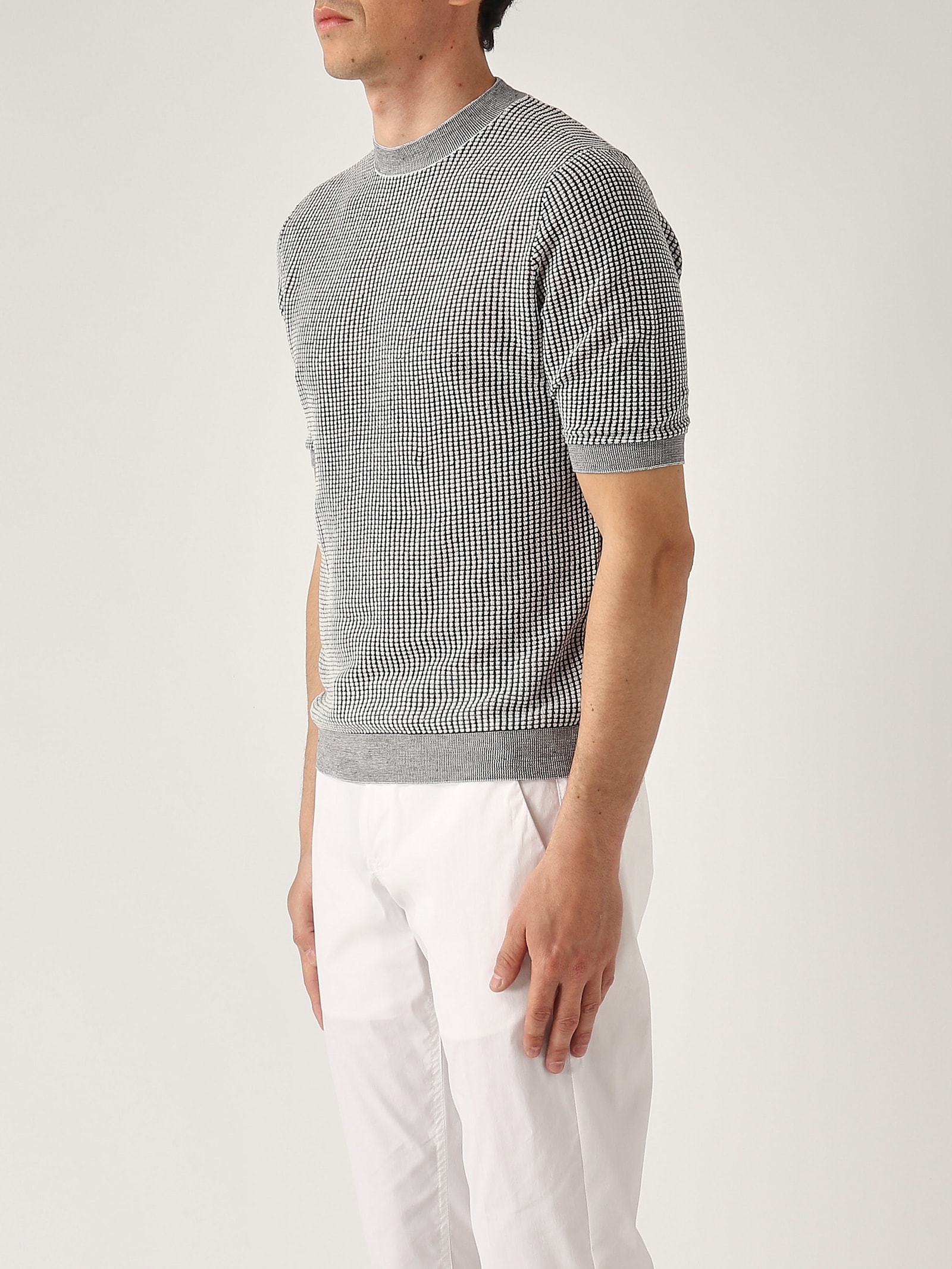 Ballantyne Pullover M/c Punto Waffle Sweater In Blu-bianco