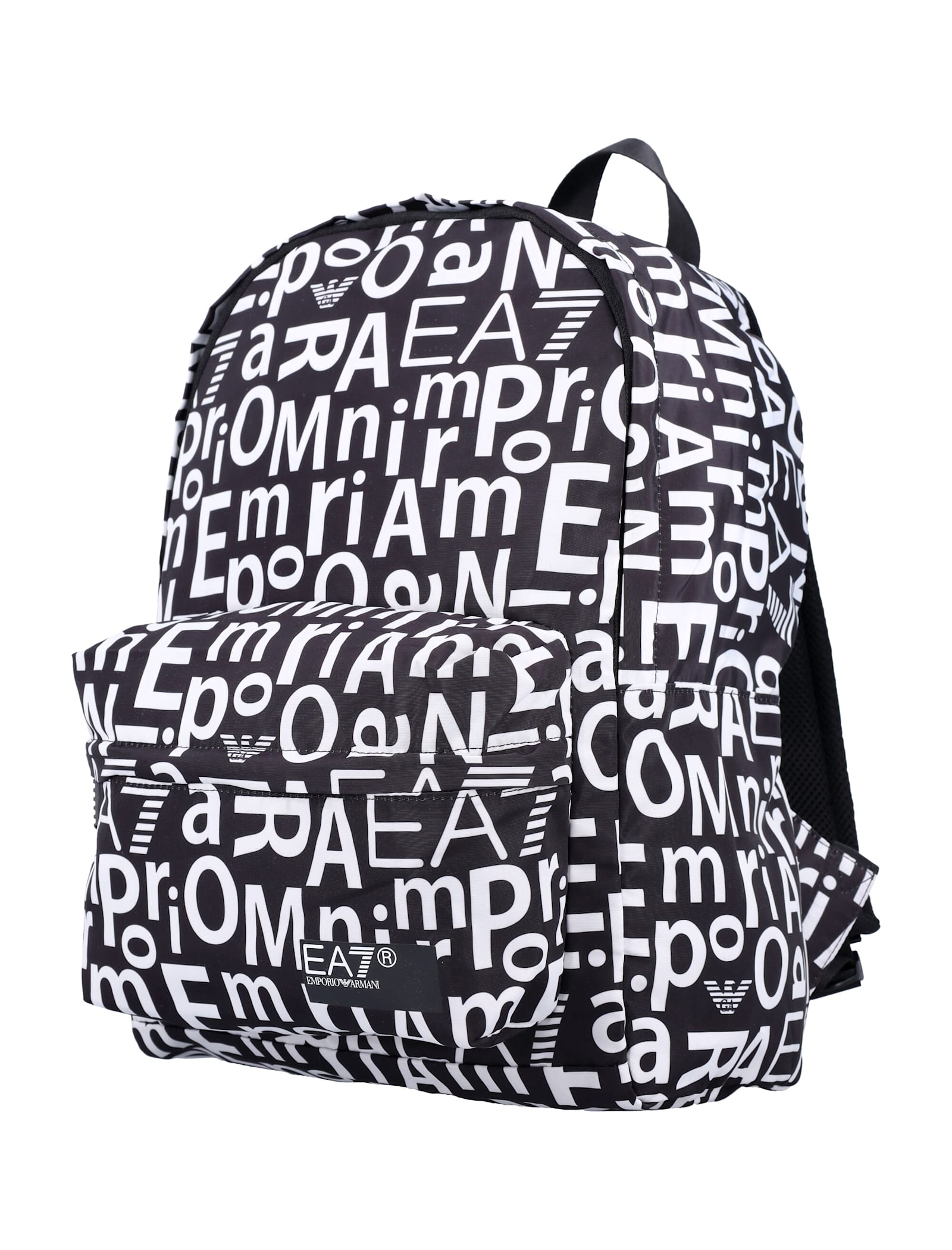 Ea7 Allover Logo Print Backpack In Black