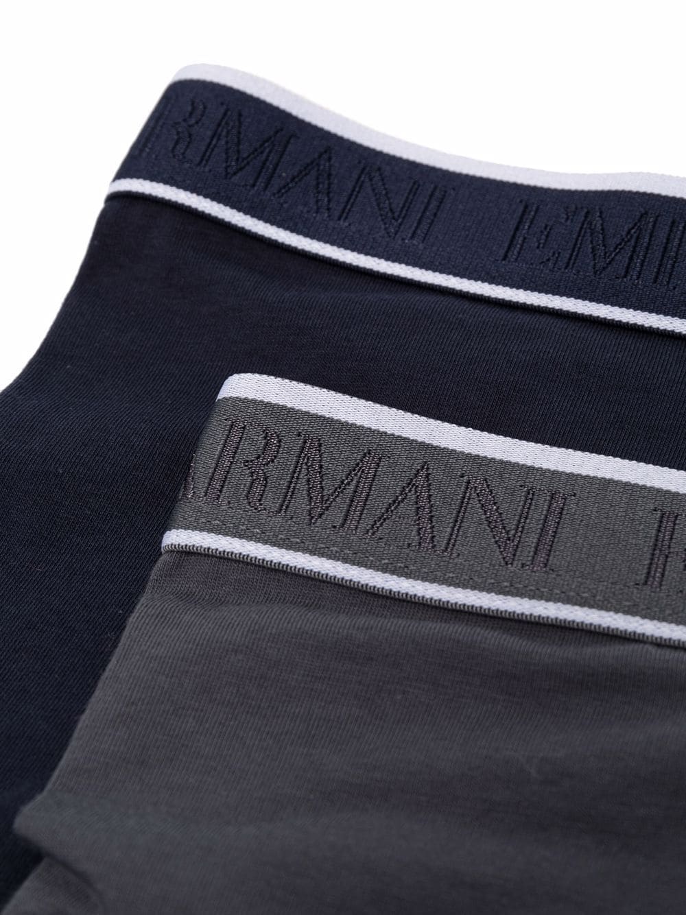 Shop Emporio Armani Logo-waistband Boxer Briefs - Set Of 2 In Blu-grigio