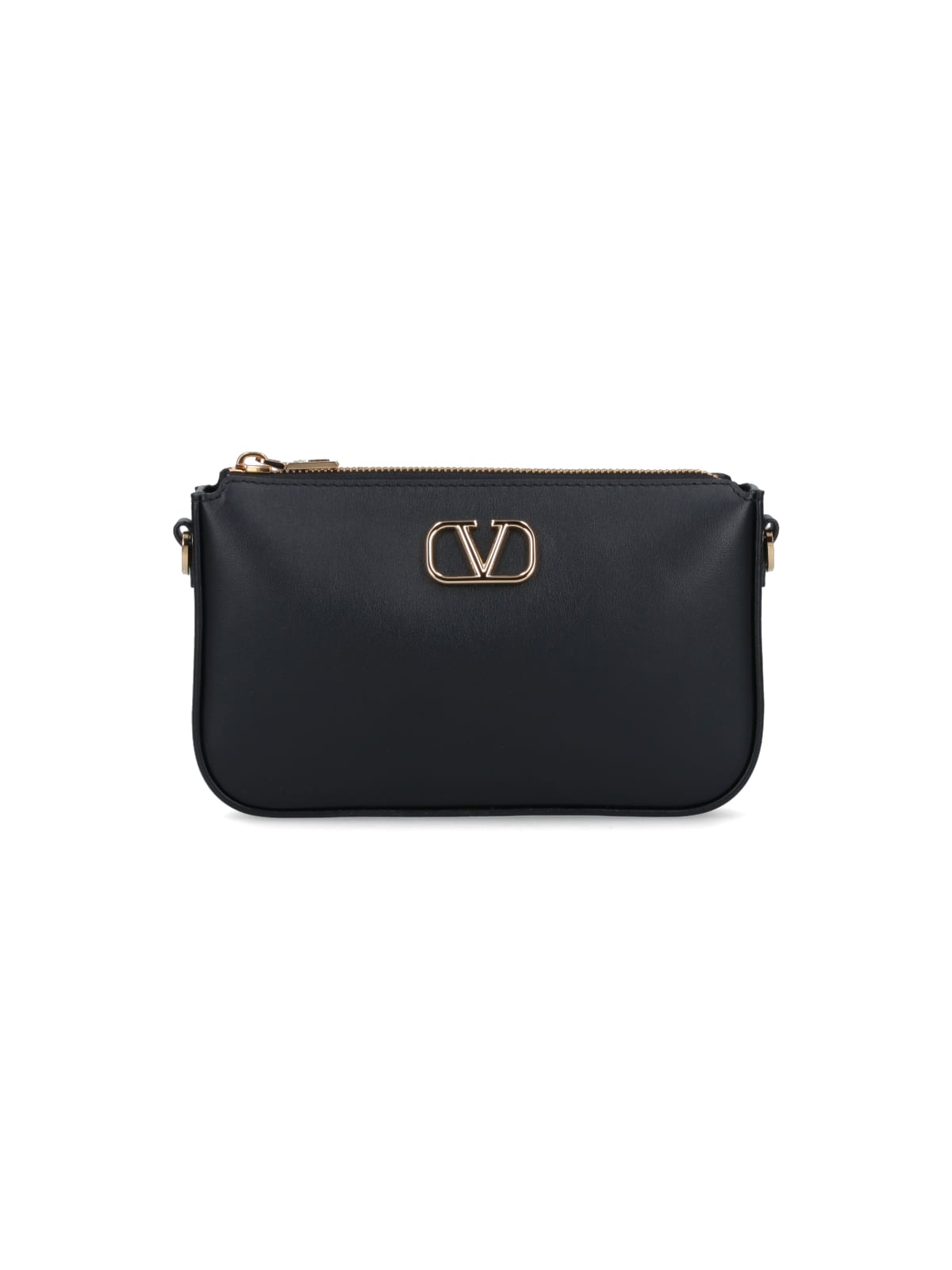 Valentino Garavani Vlogo Signature Leather Crossbody Bag In Black