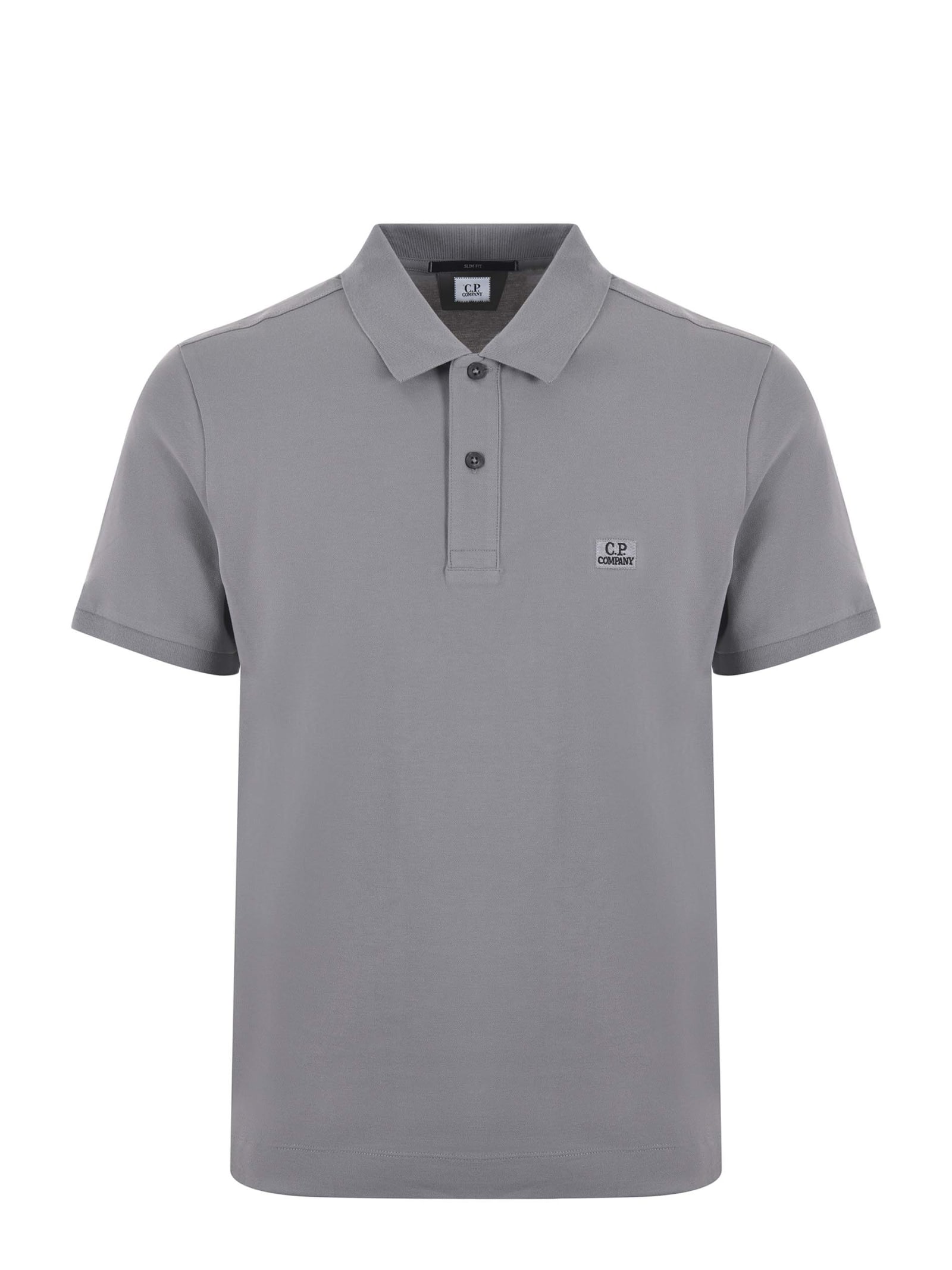 C.p. Company Polo Logo Bordado In Grigio