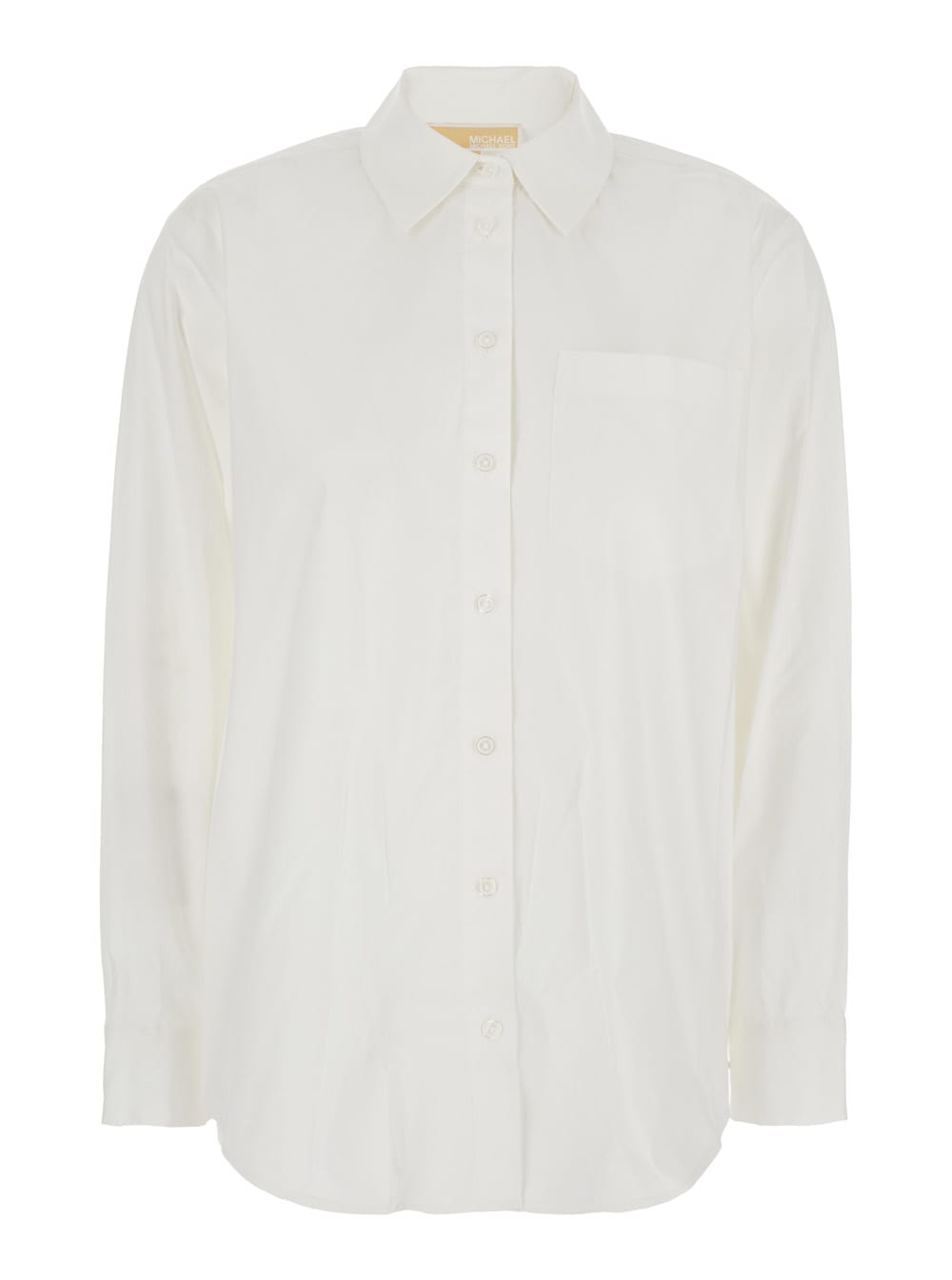White Shirt With Button Down Collar And Logo Plaque On The Rear In Cotton Stretch Woman