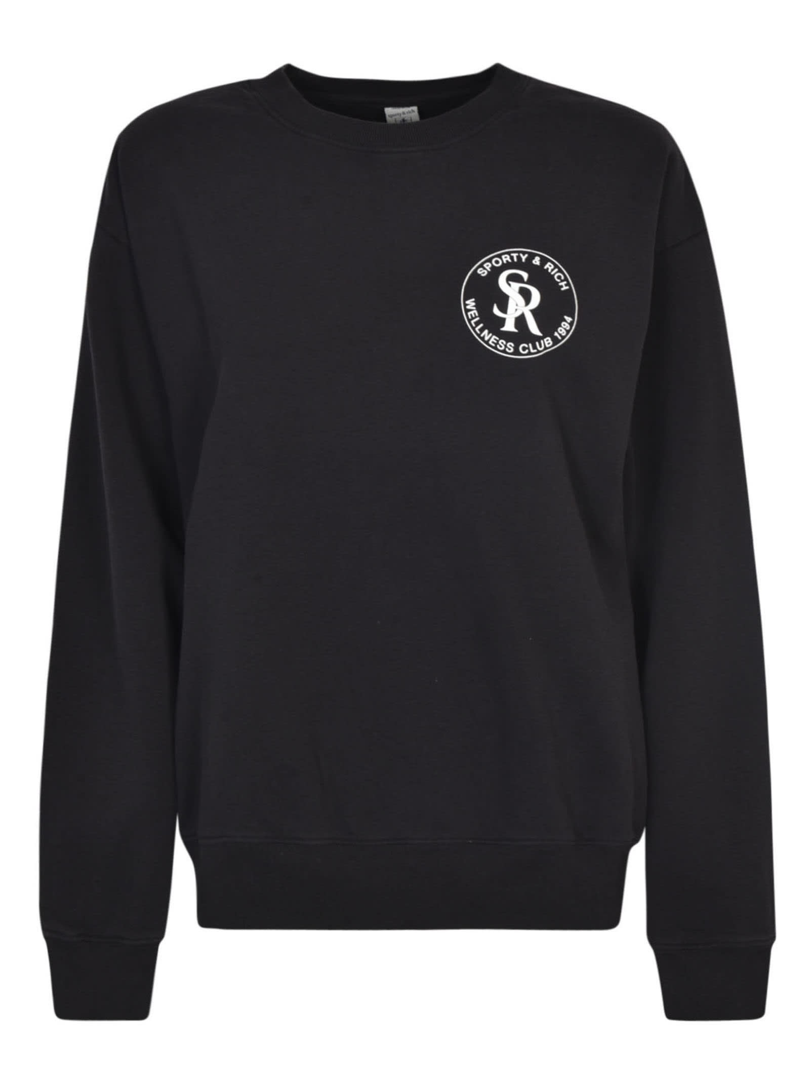 Sporty & Rich Chest Logo Ribbed Sweatshirt