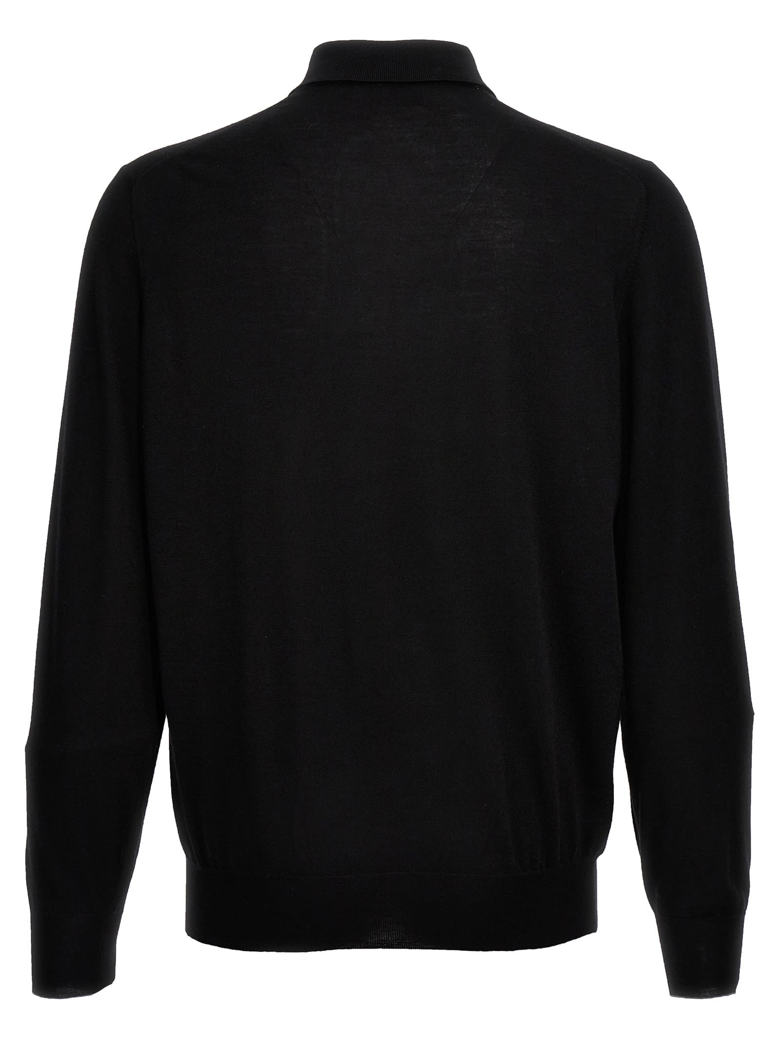 Brunello Cucinelli Collared Knit Polo Shirt In Black