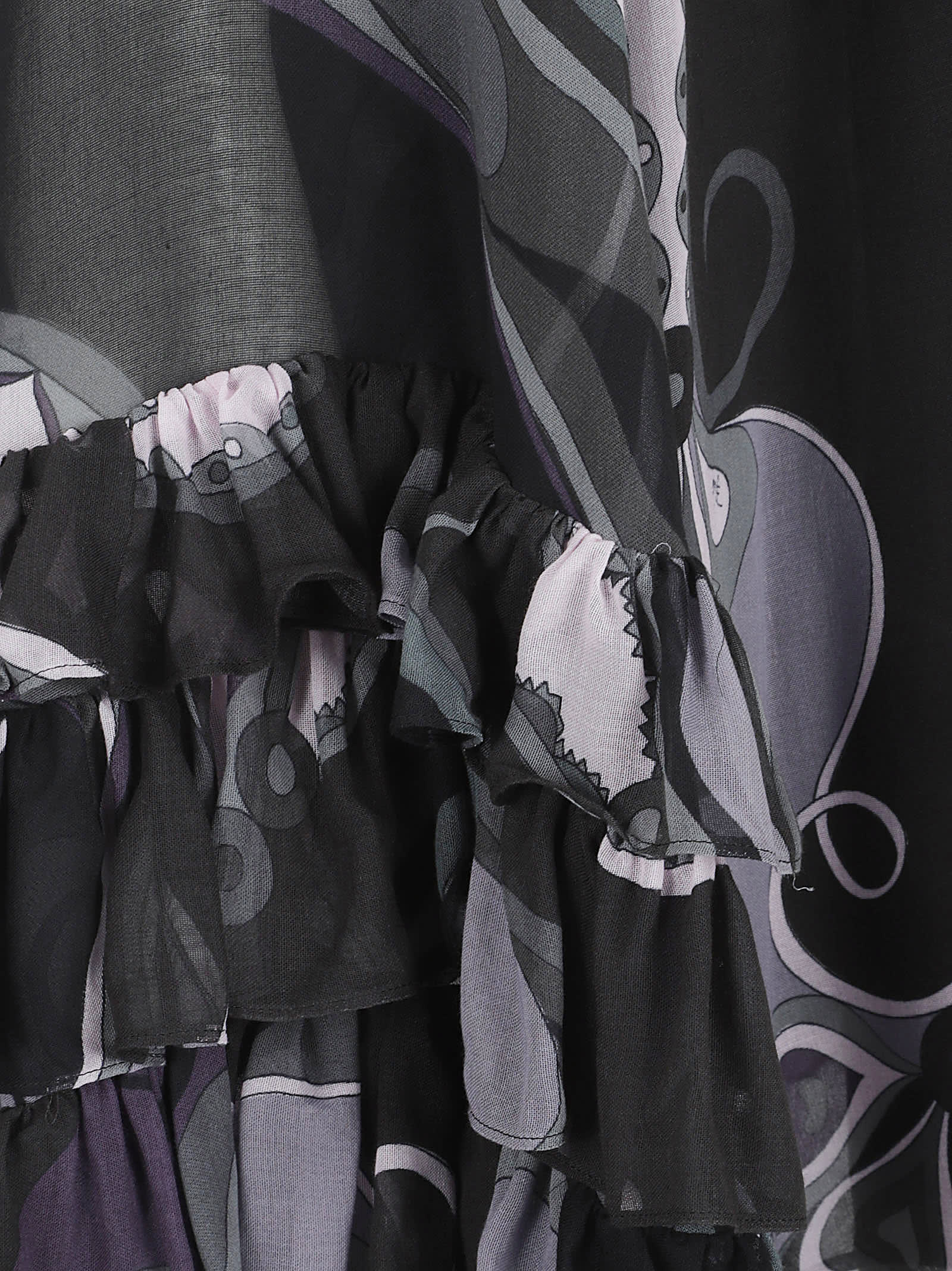Pucci Sheer Blouse Ruffled Sleeves In Black
