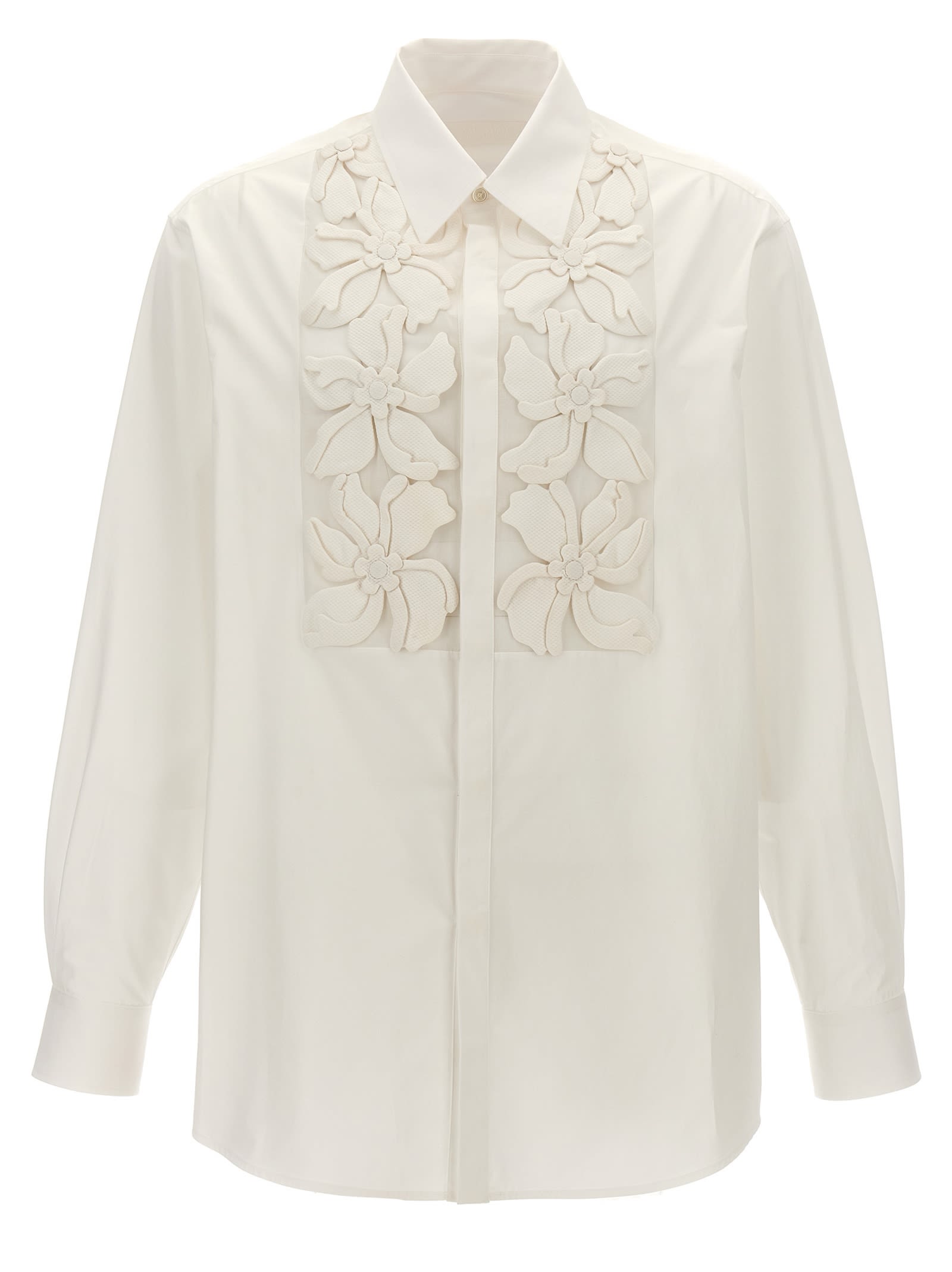 Shop Valentino Hibiscus Shirt In White