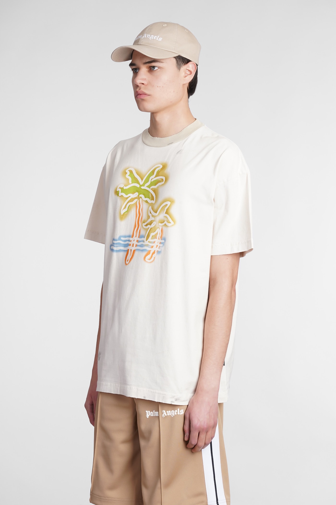 Palm Angels Logo-print Cotton T-shirt In Multicolor