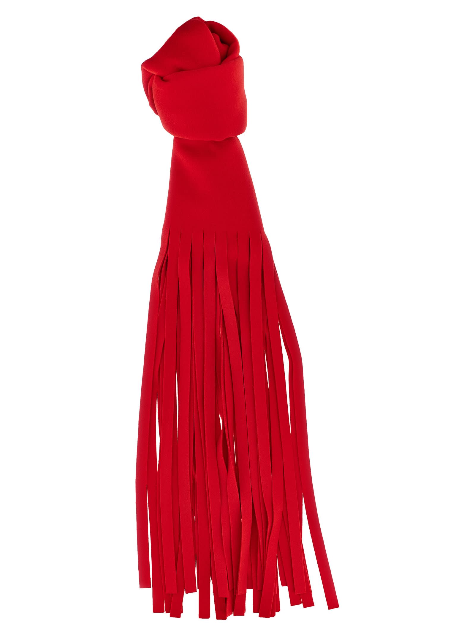 Sportmax Red Wool Scarf With Fringes In Red
