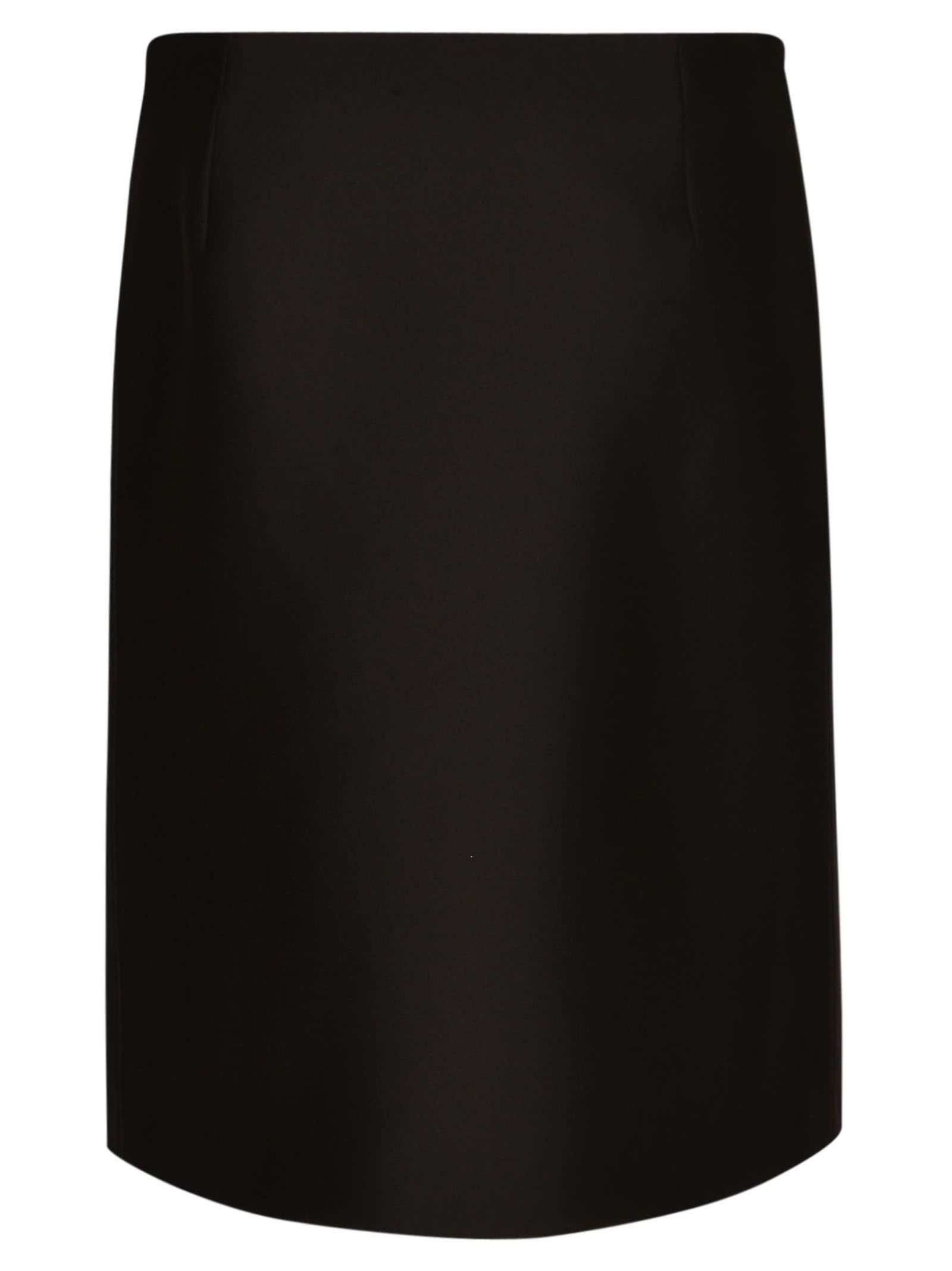 Shop Miu Miu Logo Embroidered Plain Skirt In Black