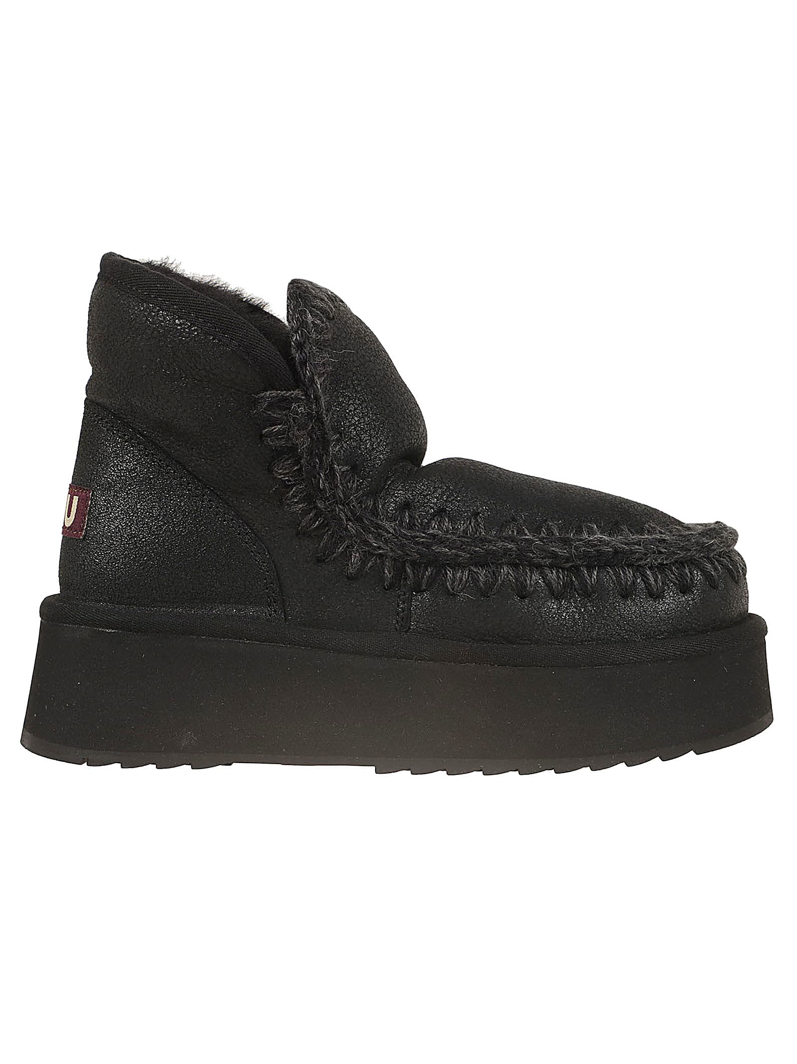 Shop Mou Mini Eskimo Platform Boot In Cbkg Cracked Black Grey