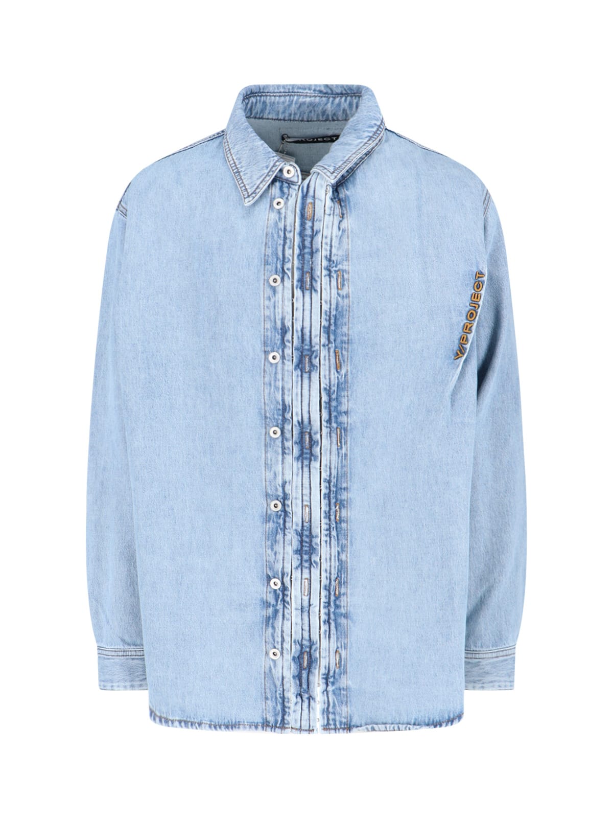 Shop Y/project Hook And Eye Shirt Jacket In Light Blue