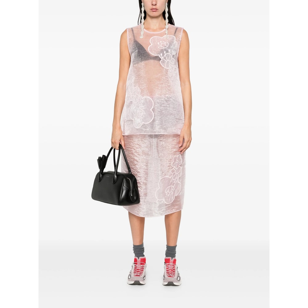 Cecilie Bahnsen Floral-embroidered Skirt In Pink