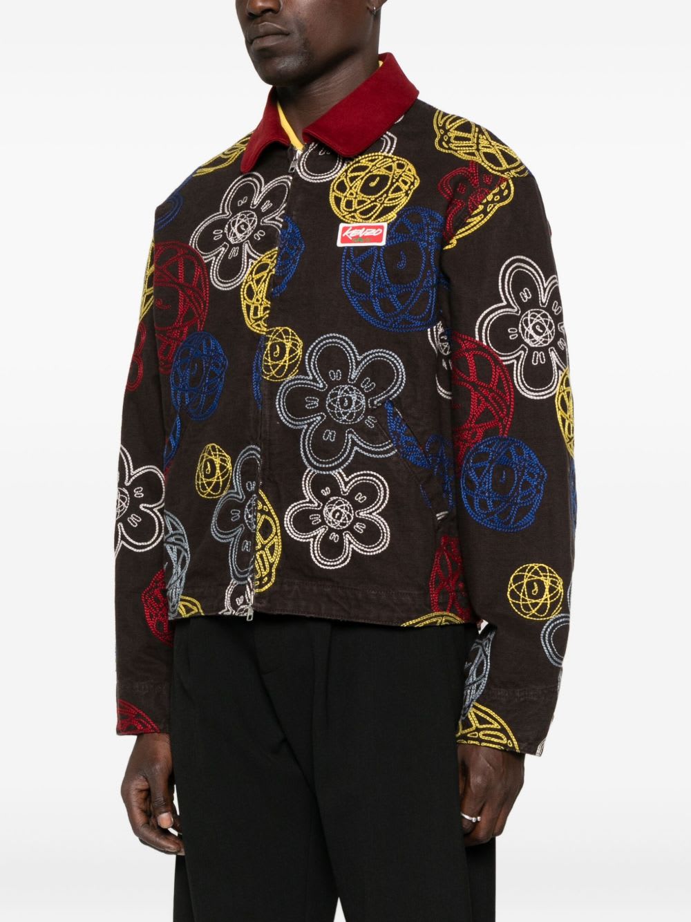 Kenzo Embroidered Jacket In Brown