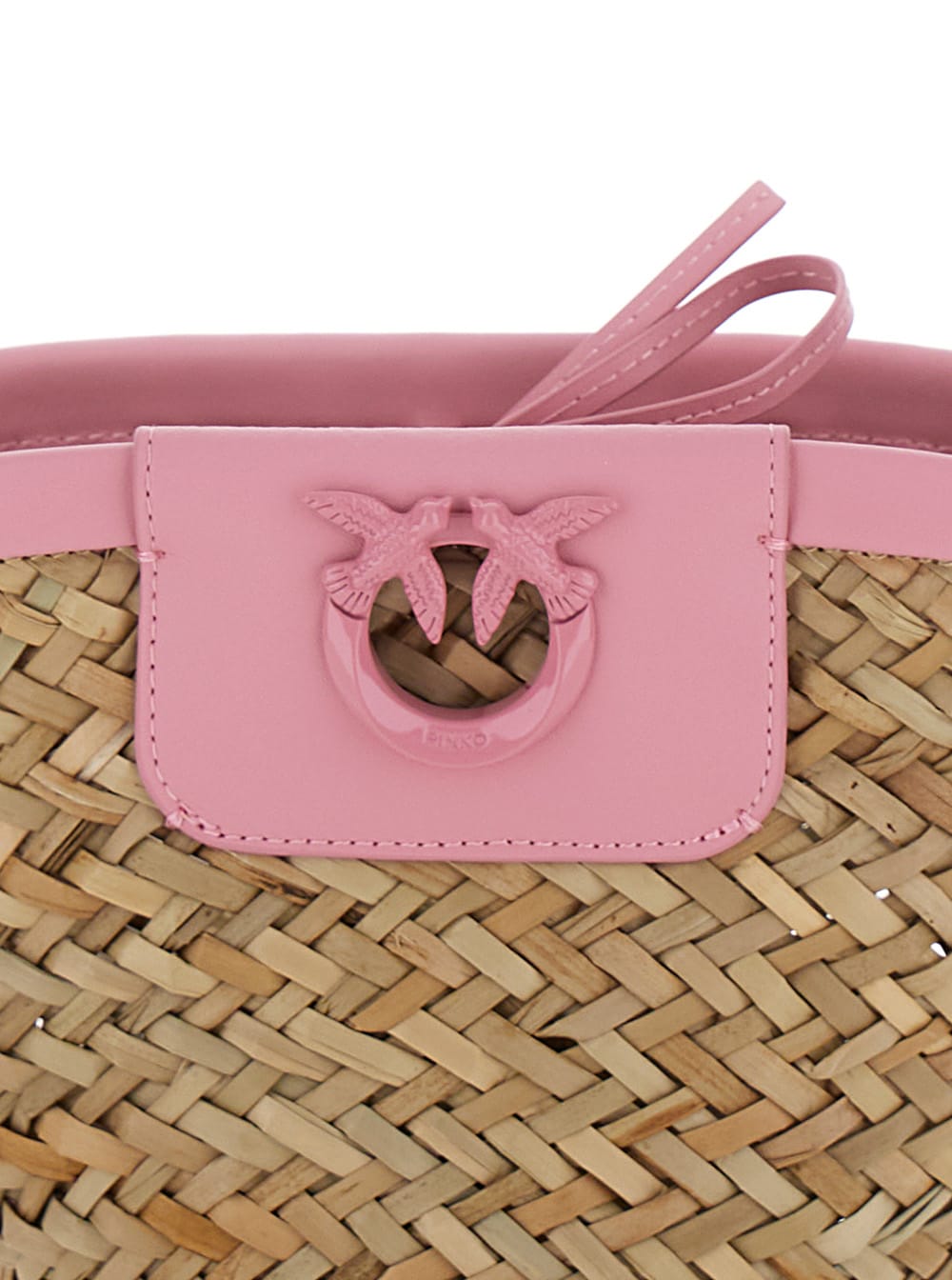 Shop Pinko Love Summer Beige Bucket Bag In Raffa Woman